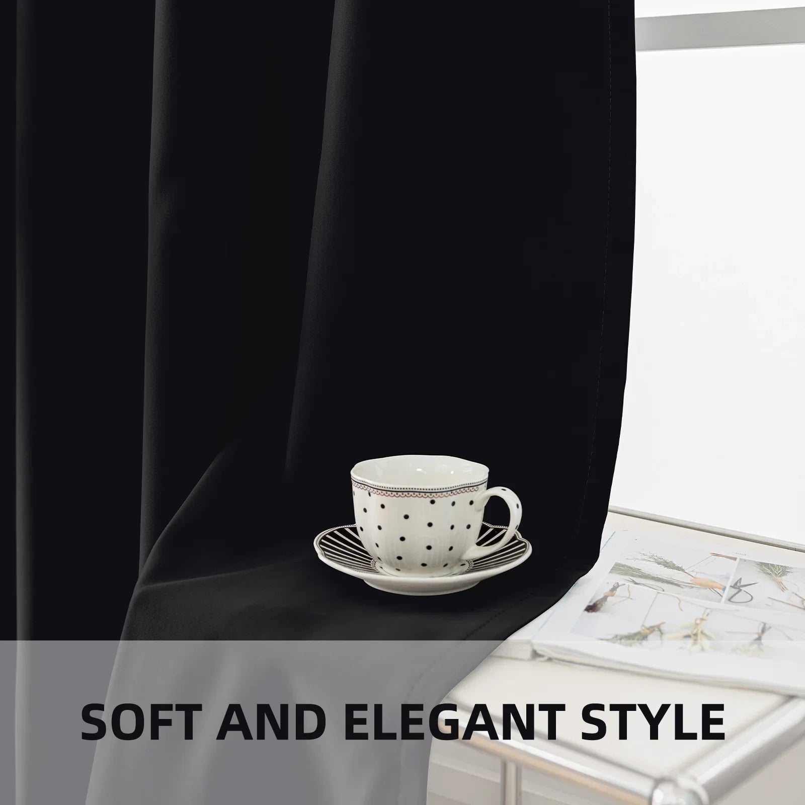 YSTYLE 2 Pieces Waterproof Blackout Curtains Thermal Insulated-YSTYLE