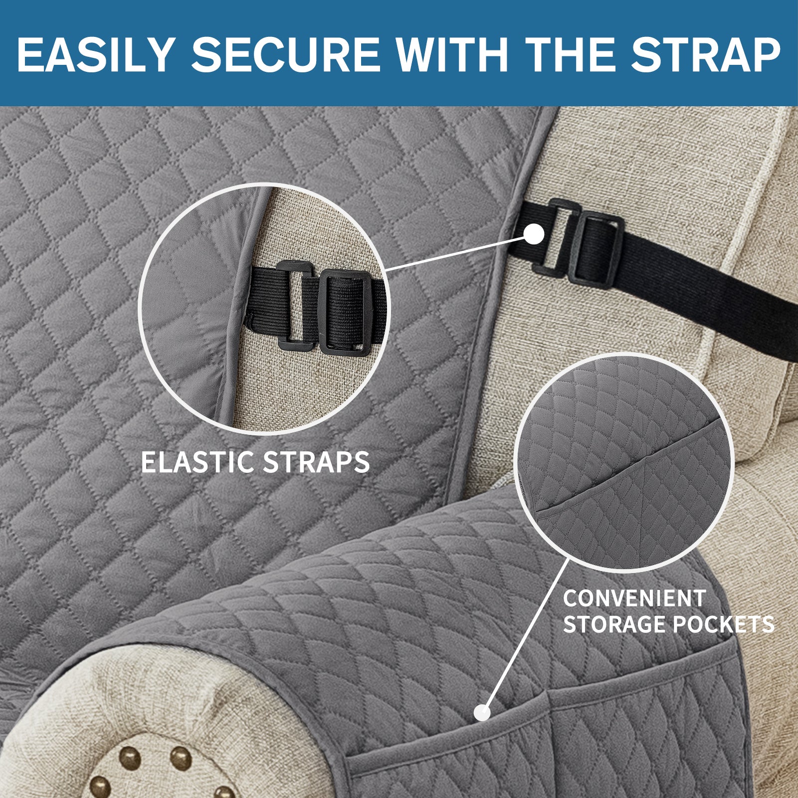 Copertura per divano impermeabile YSTYLE per 3 posti con braccioli, antiscivolo