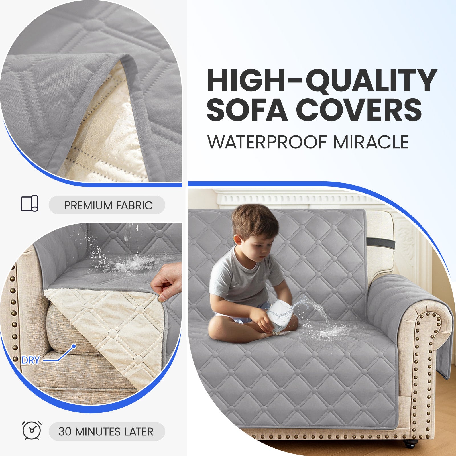 Ystyle Waterproof 4 Seater Corner Sofa Cover Reversible 280 cm-YSTYLE