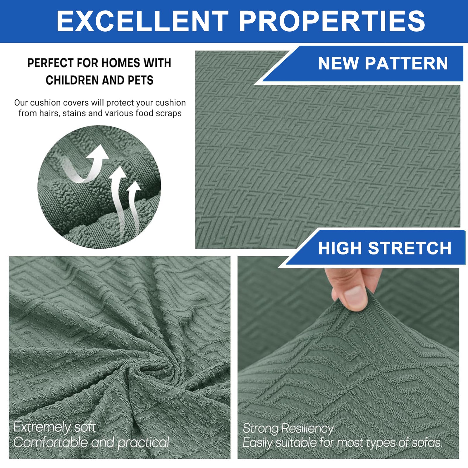 YSTYLE 6 Pieces Stretch Chair Covers With Backrest Soft Fabric