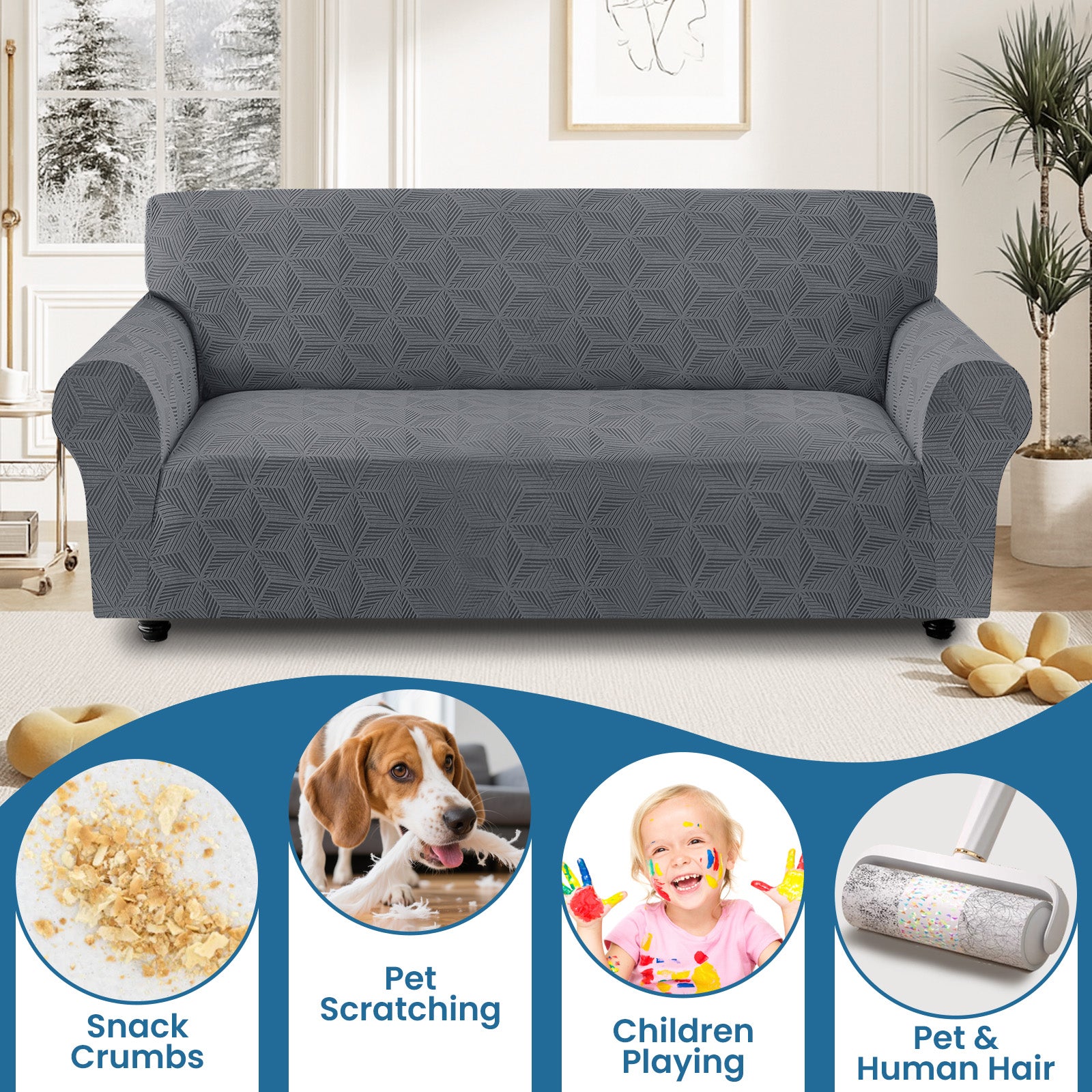 Ystyle 2-Seater Sofa Cover with Armrests, Stretch Sofa Cover, Universal Anti-Scratch Sofa Cover for Cats and Dogs, Non-Slip Sofa Cover, Washable Stain-Resistant Sofa Cover