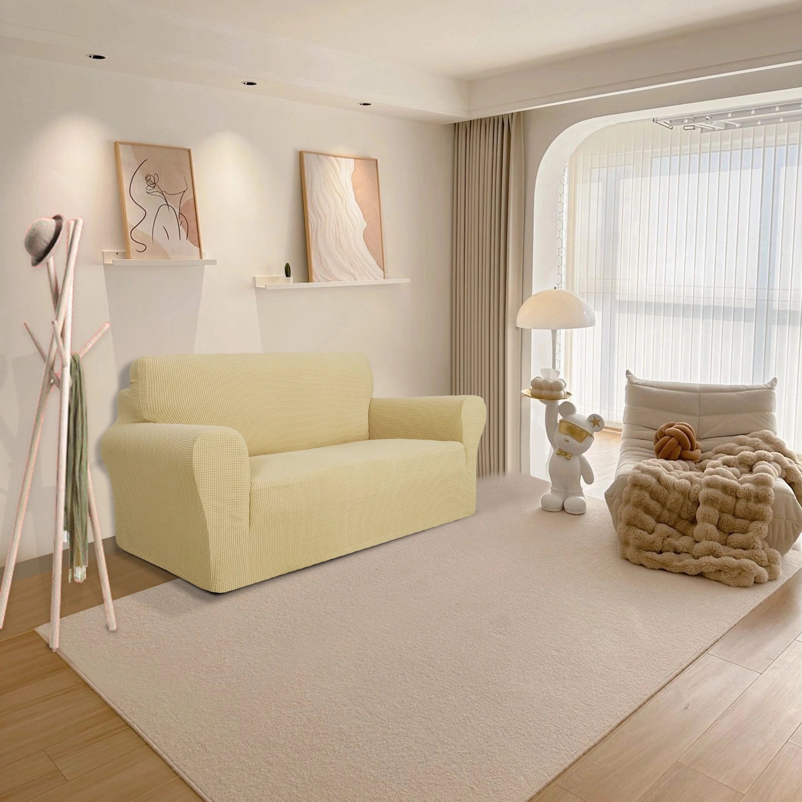 YSTYLE 2 Seater Sofa Cover – Stretch,Anti-Slip & Pet-Friendly, Scratch Resistant, Washable-Grid