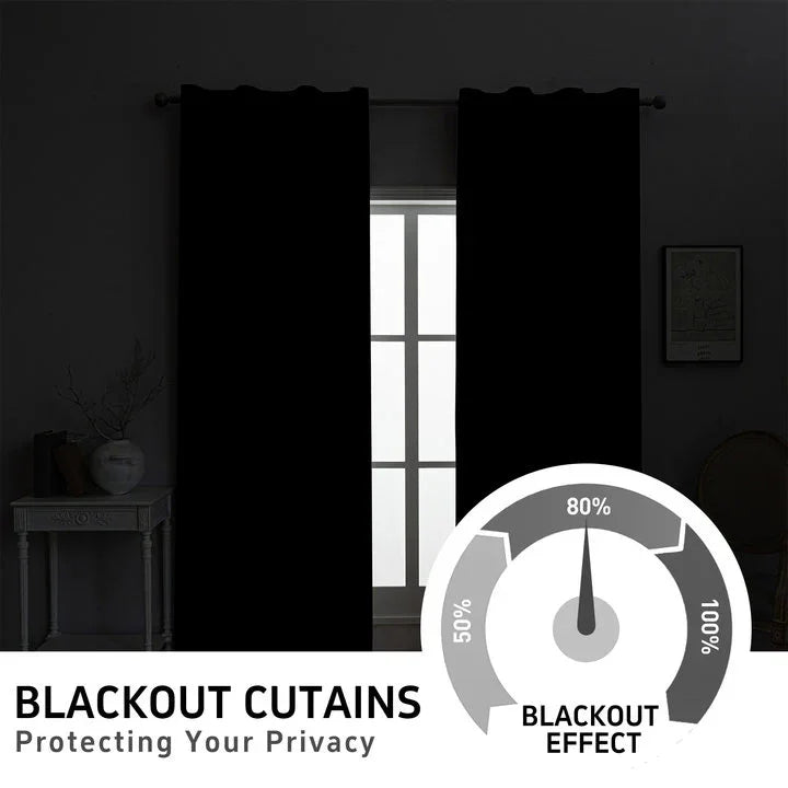 YSTYLE 2 Pieces Waterproof Blackout Curtains Thermal Insulated-YSTYLE