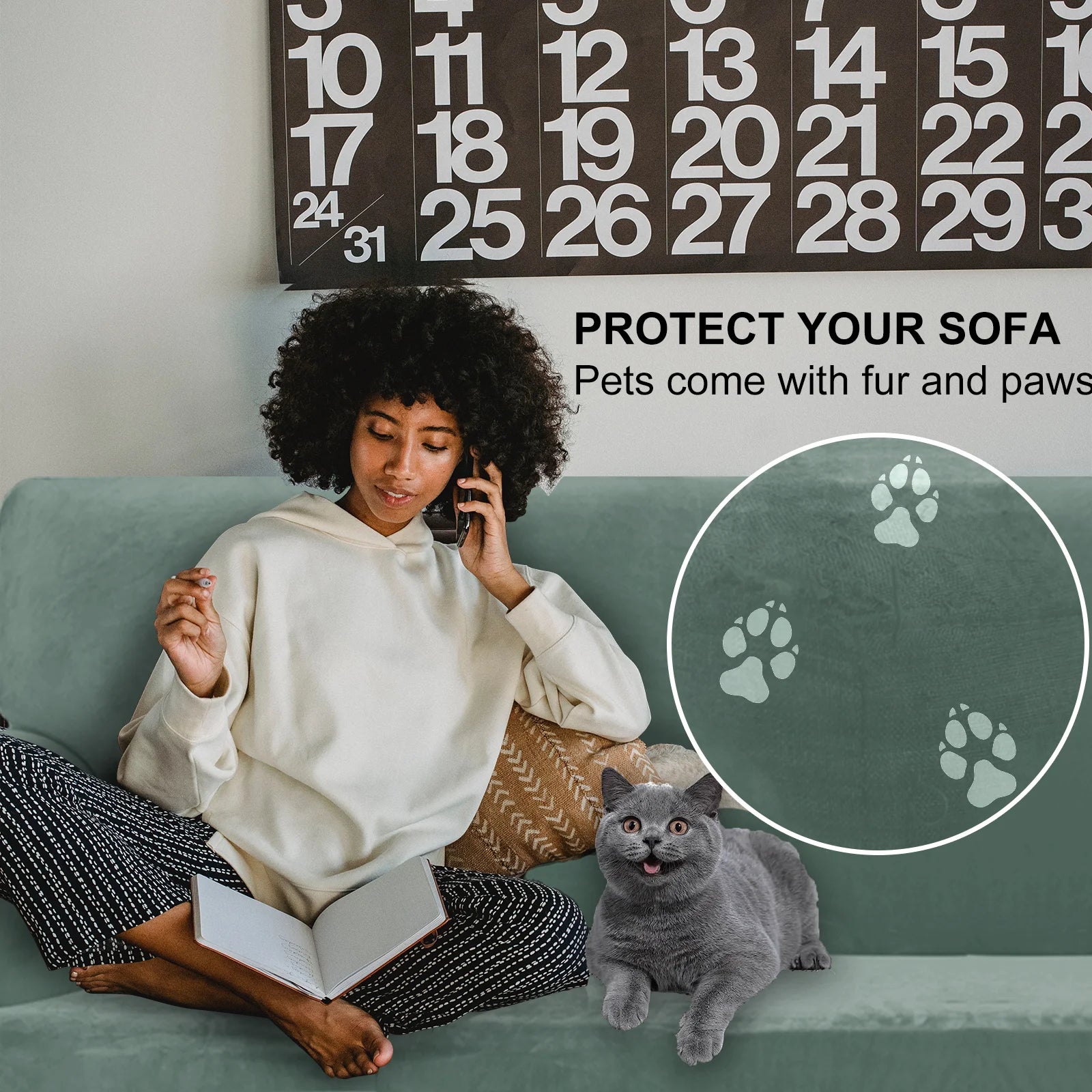 YSTYLE Velvet 1 Seater Sofa Cover with Armrests Stretch Anti Slip-YSTYLE