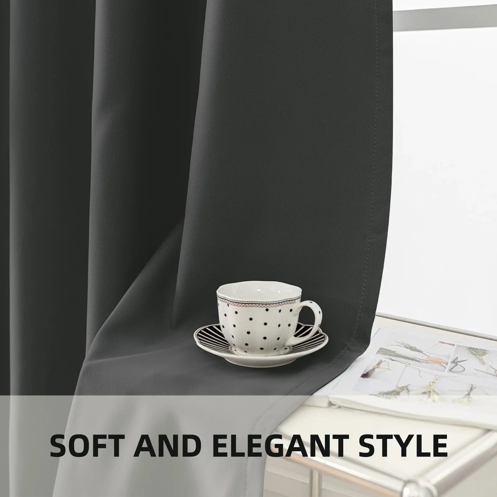 YSTYLE 2 Pieces Waterproof Blackout Curtains Thermal Insulated-YSTYLE