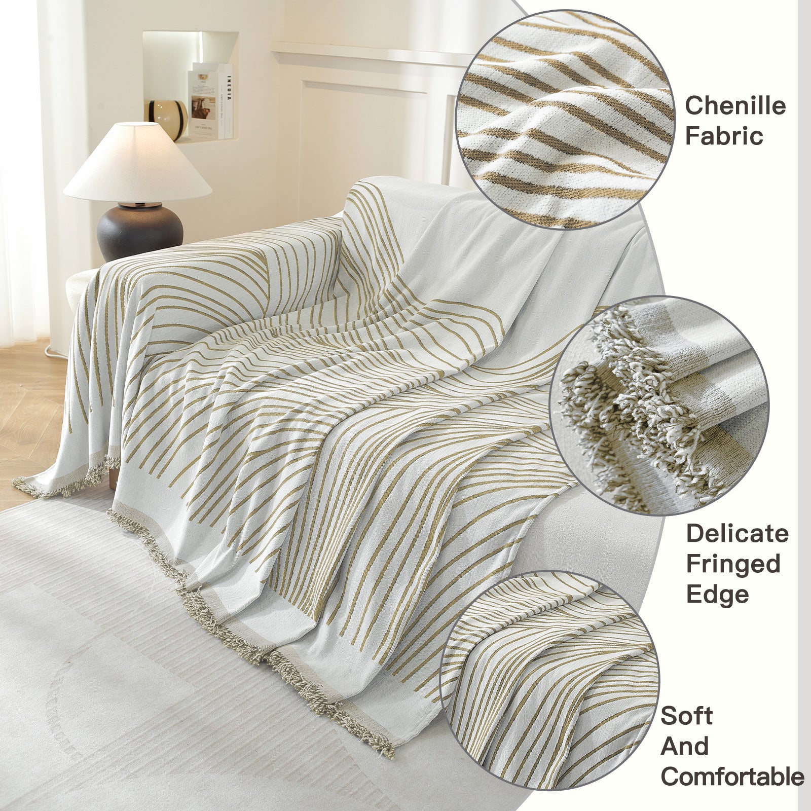 YSTYLE Universal 2 Seater canapé couverture Throw 180x280CM Soft