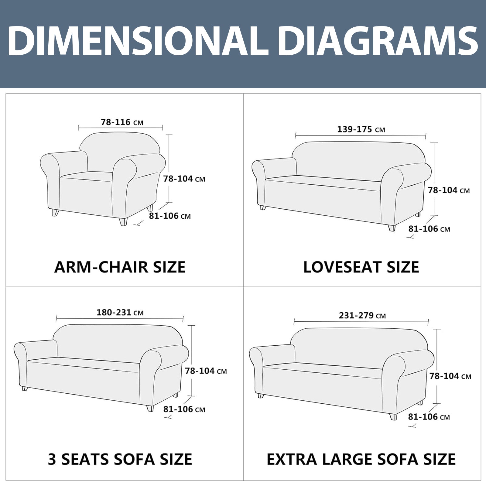 YSTYLE Stretch 1 Seater Sofa Cover with Armrests Anti-Slip Washable