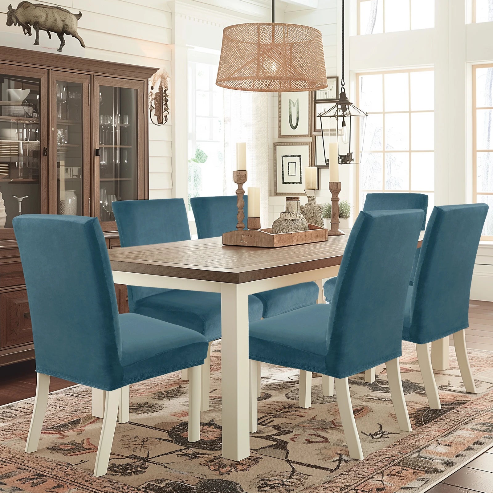 YSTYLE 6 Pieces Velvet Stretch Chair Covers with Backrest-YSTYLE