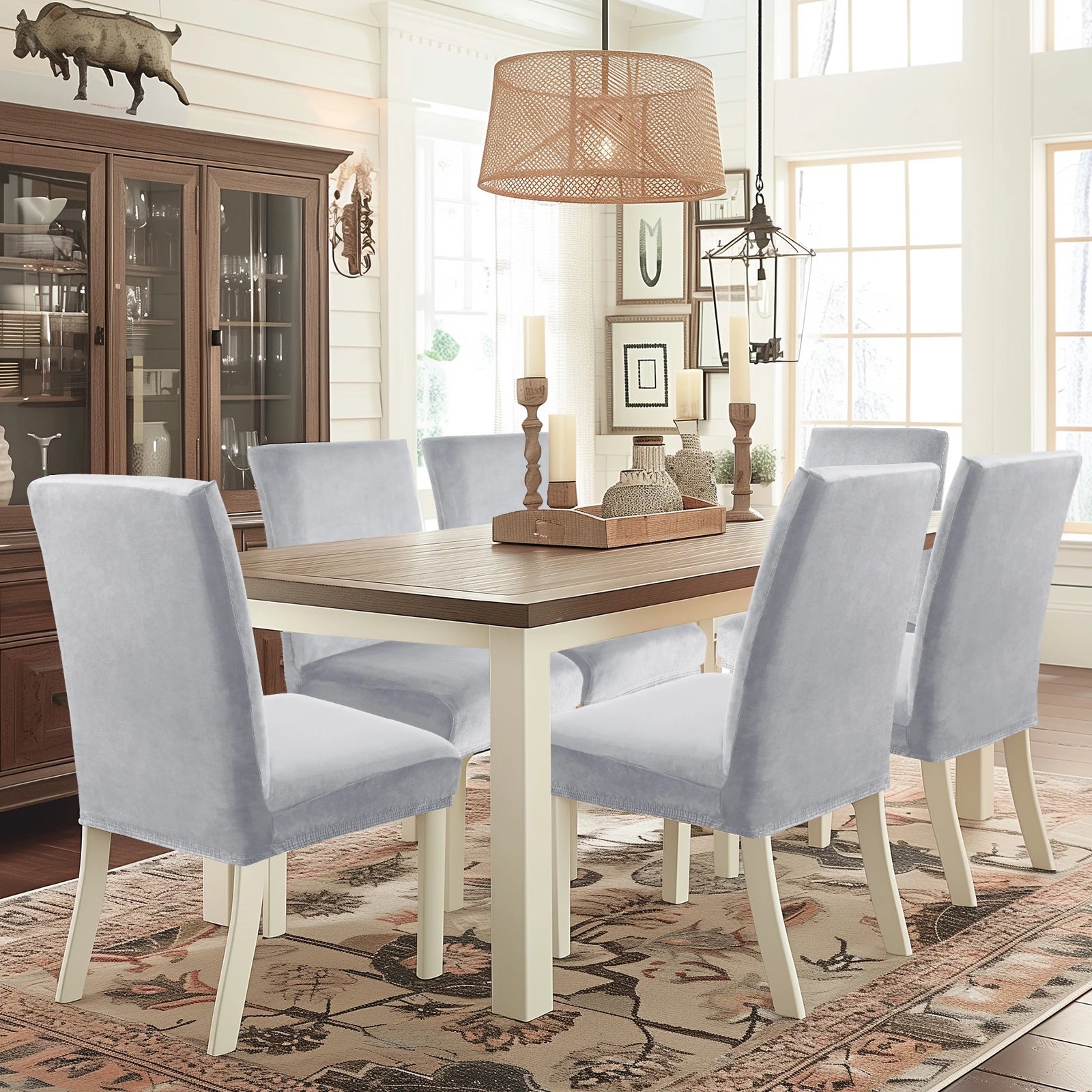 YSTYLE 6 Pieces Velvet Stretch Chair Covers with Backrest-YSTYLE