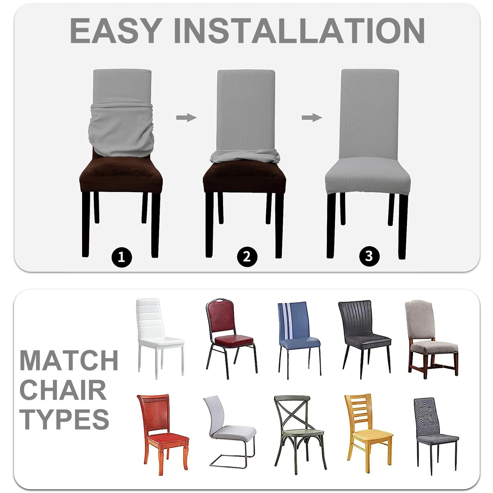 YSTYLE 2 Pieces Stretch Dining Chair Covers Jacquard Pattern-YSTYLE