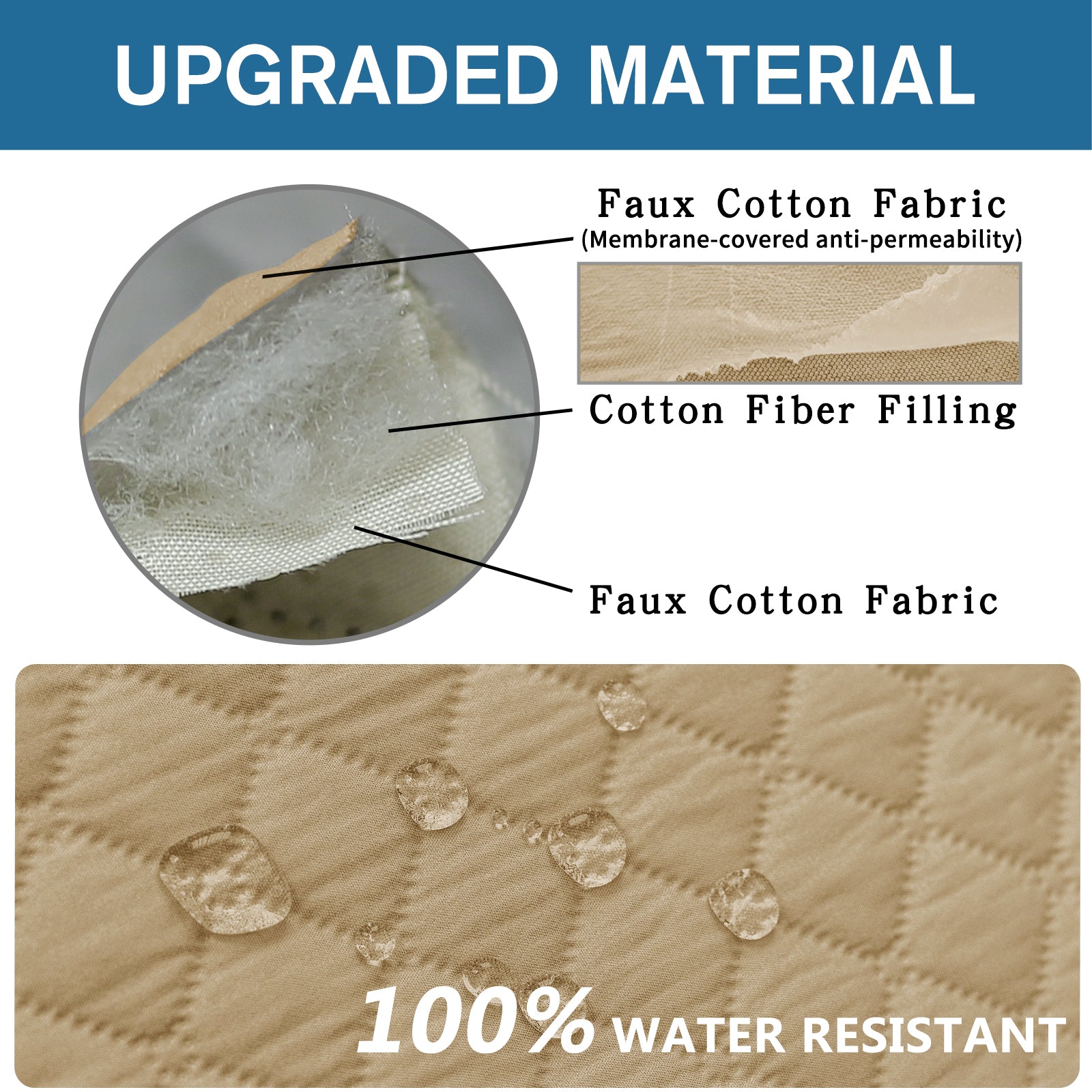 Copertura per divano impermeabile YSTYLE per 3 posti con braccioli, antiscivolo