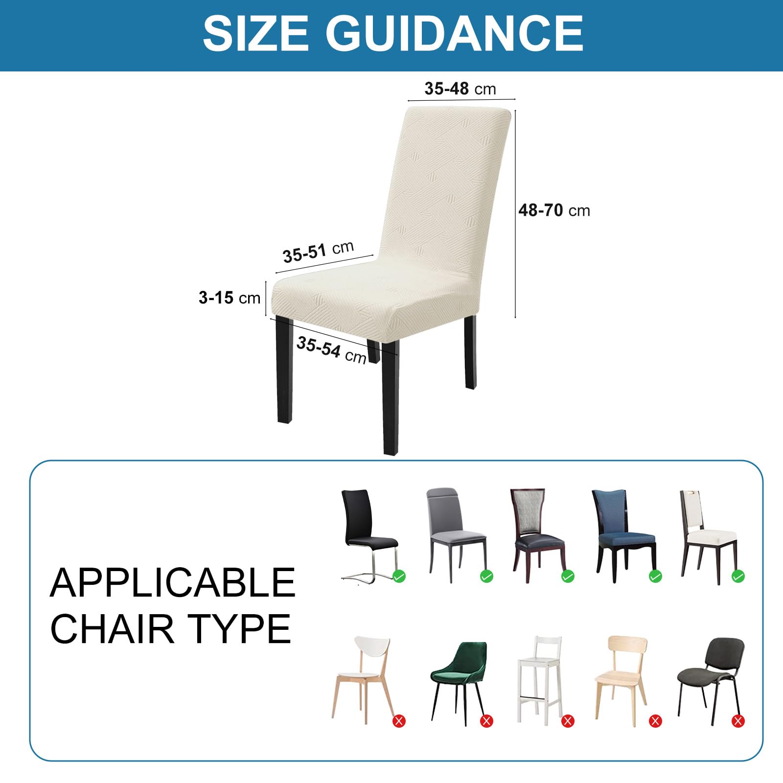 YSTYLE 6 Pieces Soft élastique Chair couvertures with Backrest Universal Fit