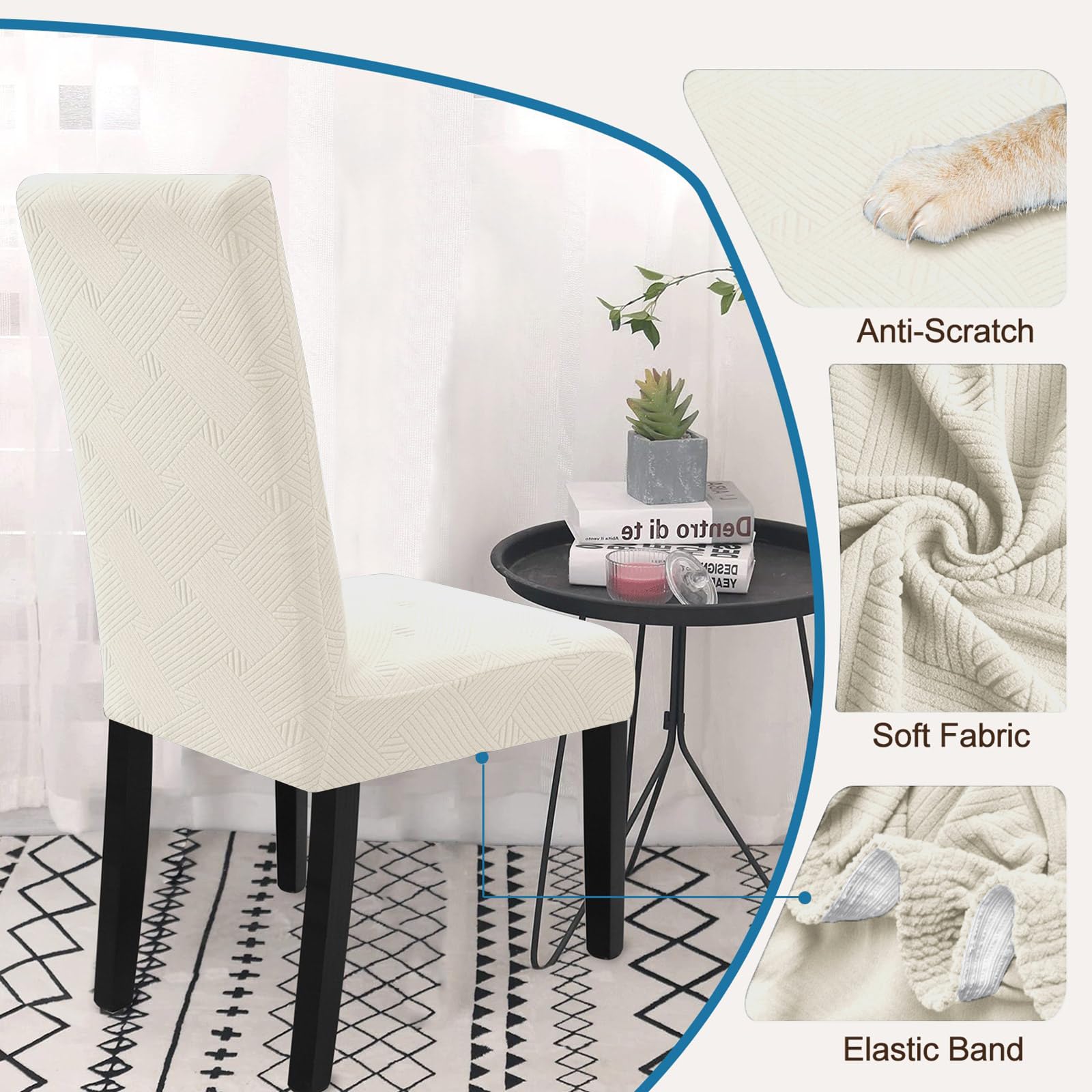 YSTYLE 4 Pieces Soft élastique Chair couvertures with Backrest Universal Fit