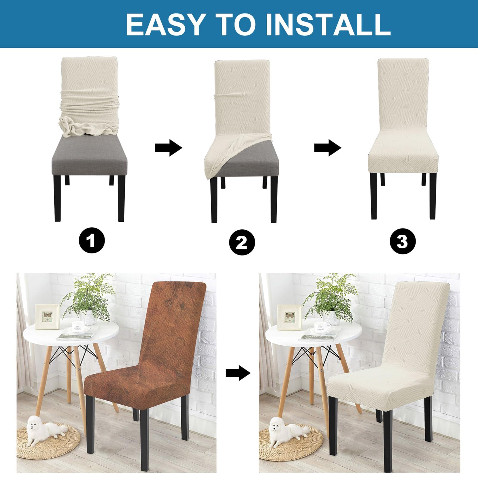 YSTYLE 4 Pieces Soft élastique Chair couvertures with Backrest Universal Fit