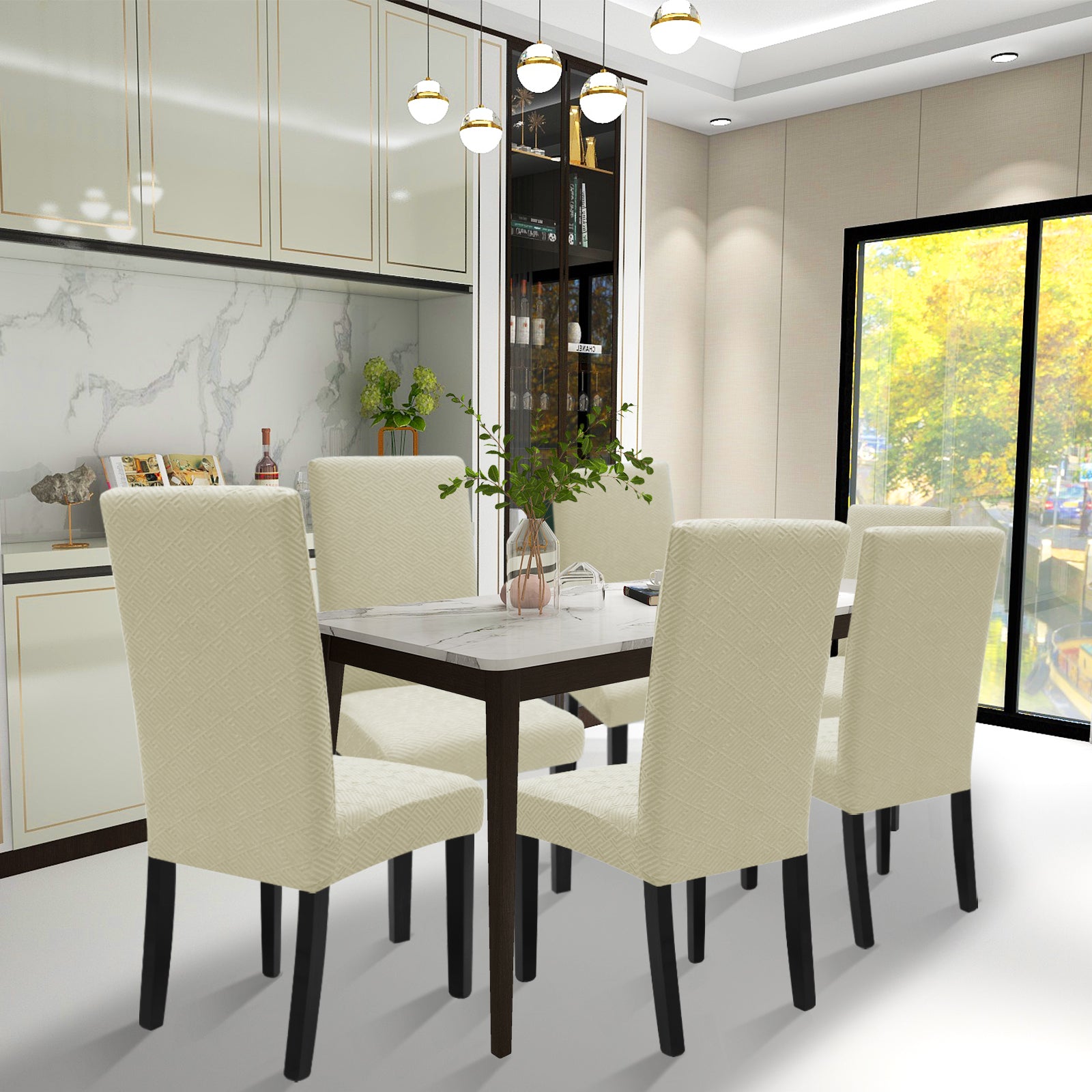 YSTYLE 6 Pieces Stretch Chair Covers With Backrest Soft Fabric-YSTYLE