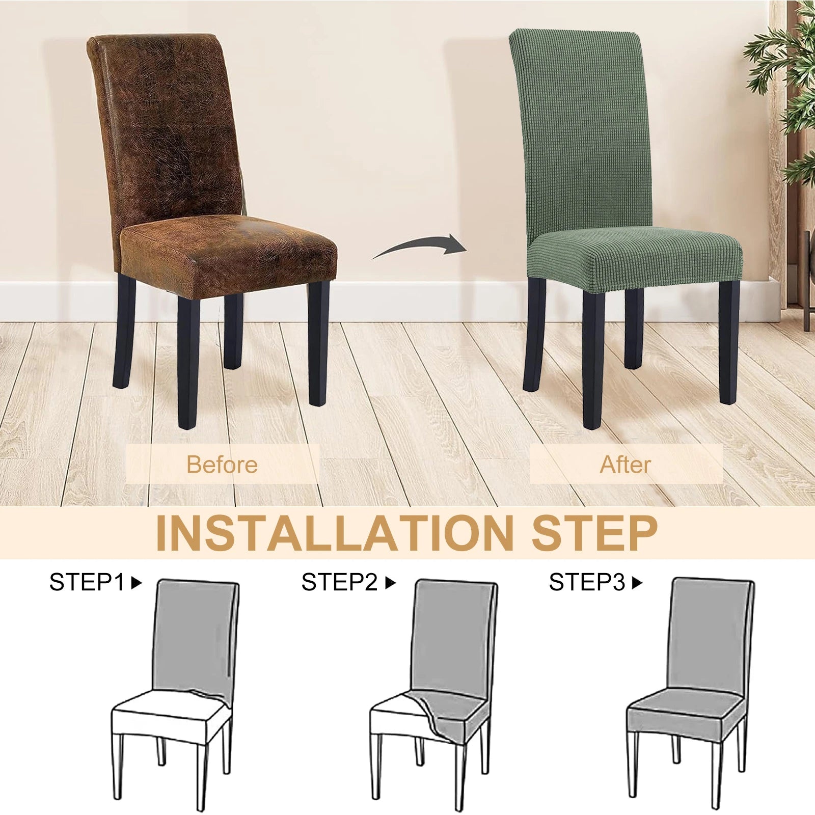 YSTYLE Chair Covers with Backrest 2 pcs – Stretch Fit, Wrinkle-Free, Pet-Friendly, Universal Size, Modern Look-Brushed Plaid