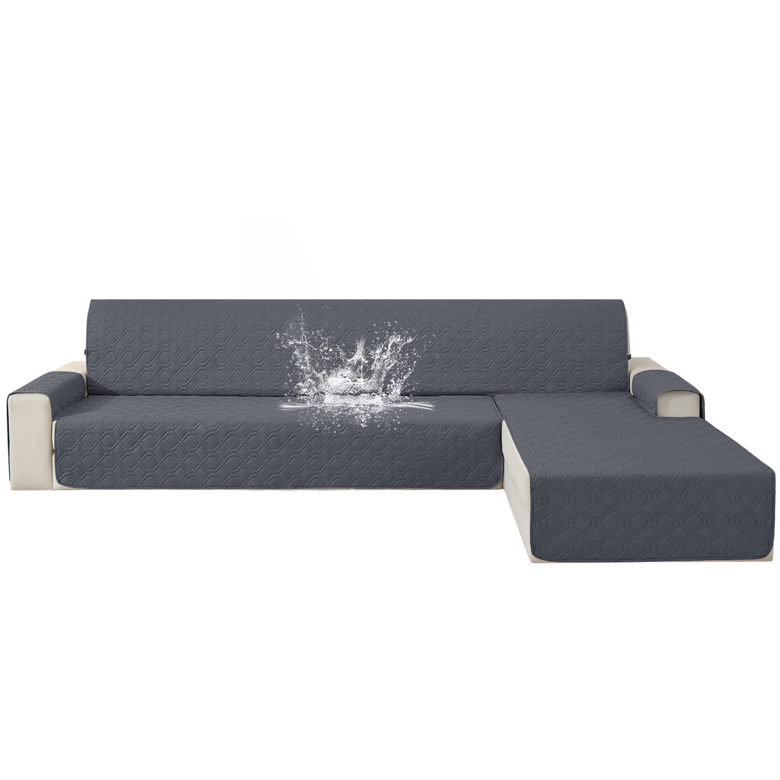 2 Seater Chaise canapé couverture imperméable Reversible antidérapant