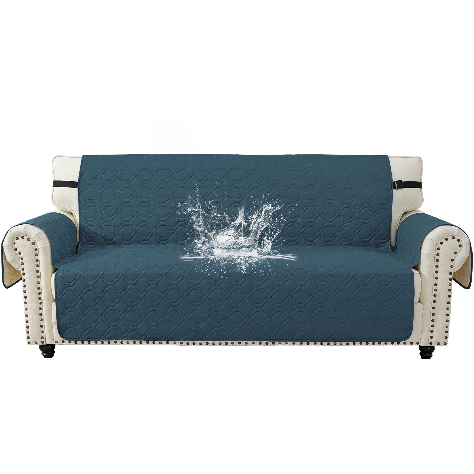 4 Seater Sofa Cover with Armrests Waterproof Anti Slip Pockets