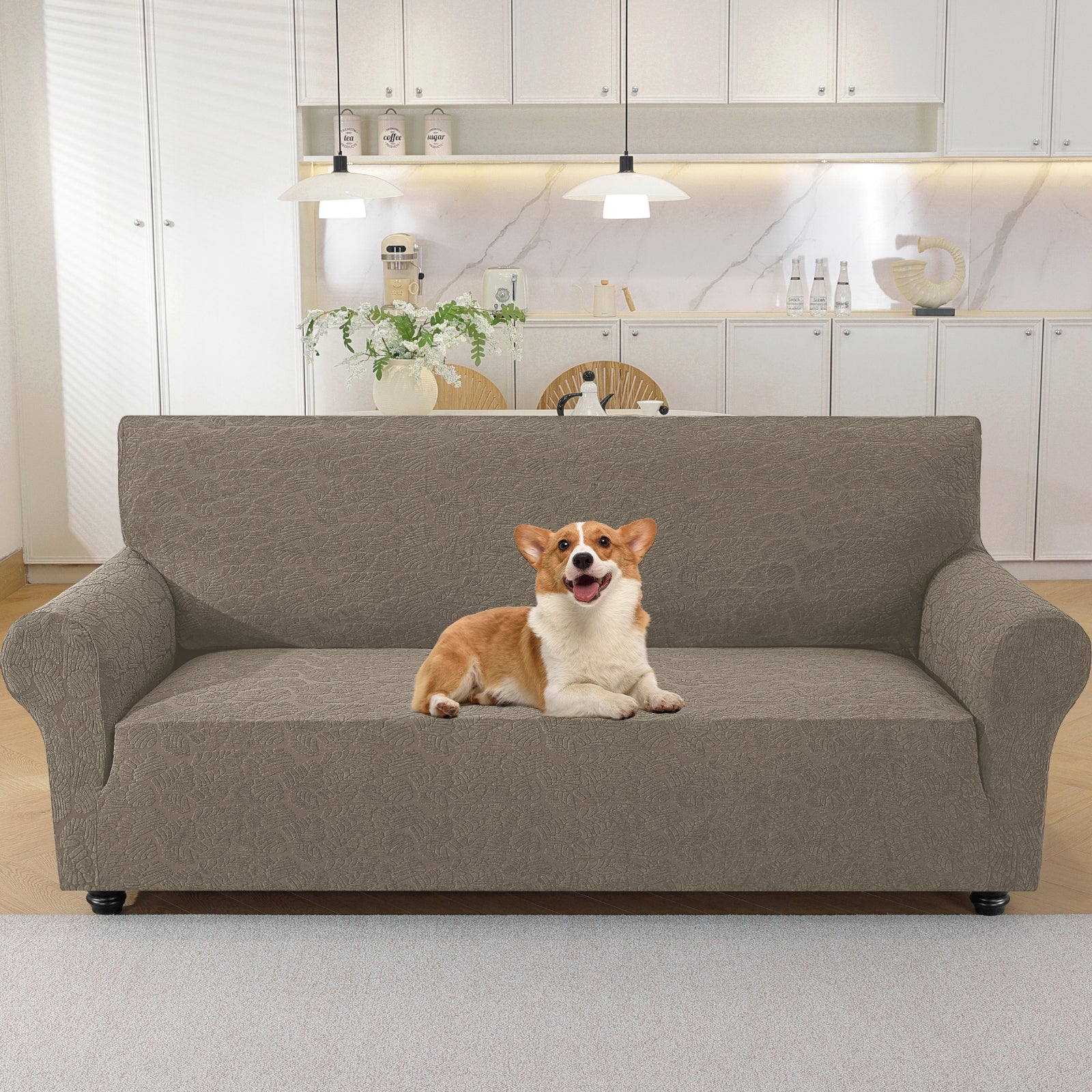 YSTYLE Stretch 4 Seater Sofa Cover with Armrests Anti Slip-YSTYLE