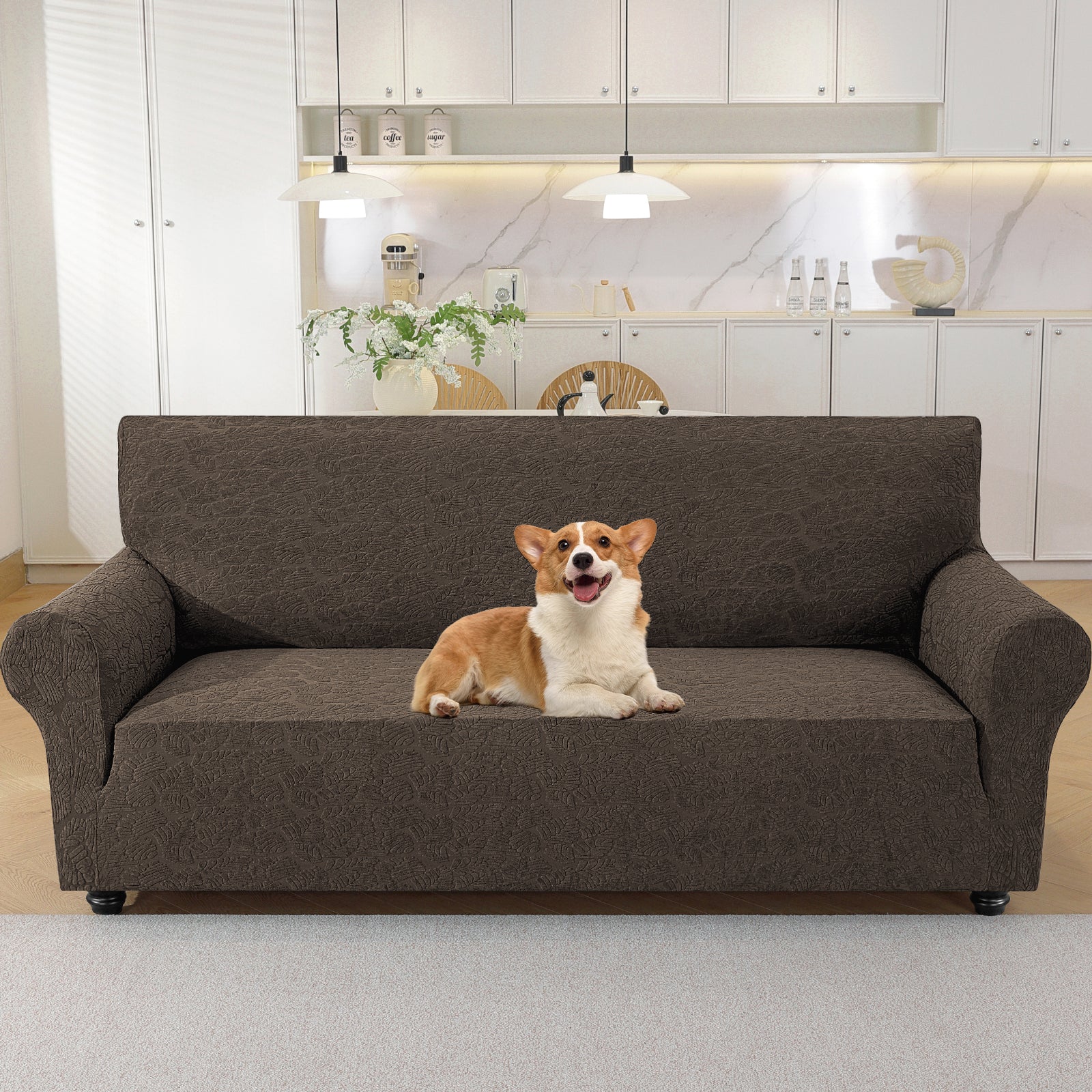 YSTYLE Stretch 4 Seater Sofa Cover with Armrests Anti Slip-YSTYLE