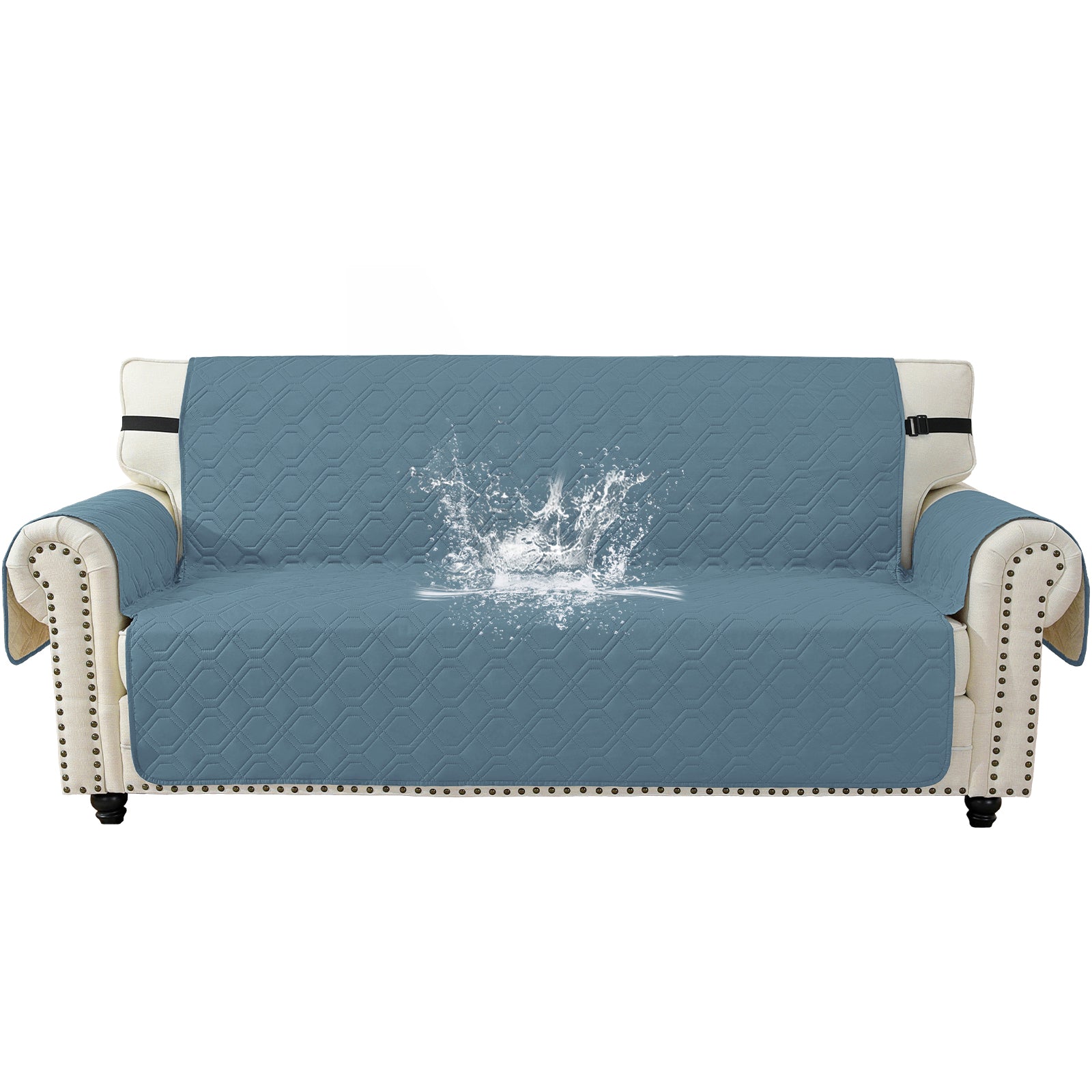 4 Seater Sofa Cover with Armrests Waterproof Anti Slip Pockets