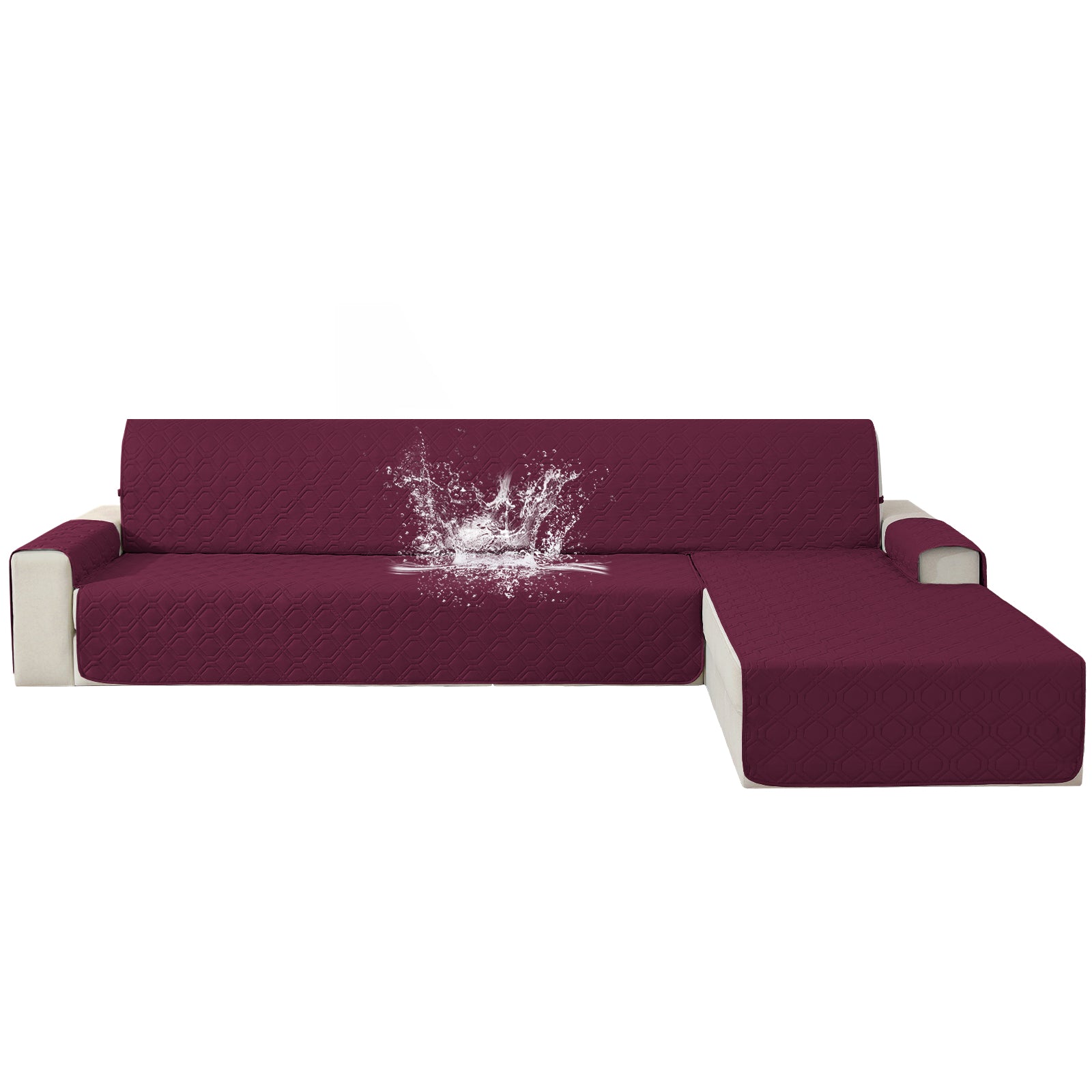 2 Seater Chaise canapé couverture imperméable Reversible antidérapant