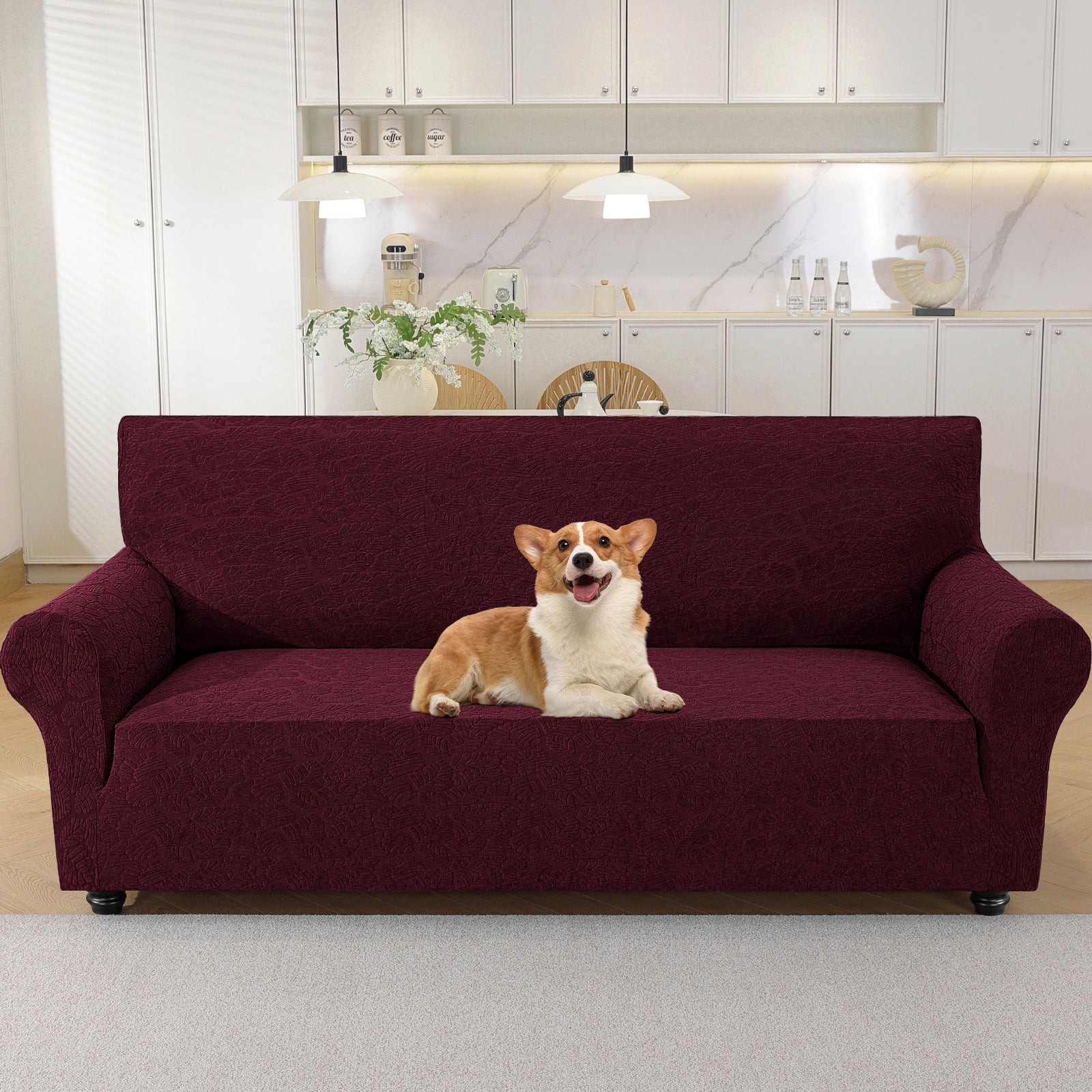 YSTYLE Stretch 4 Seater Sofa Cover with Armrests Anti Slip-YSTYLE