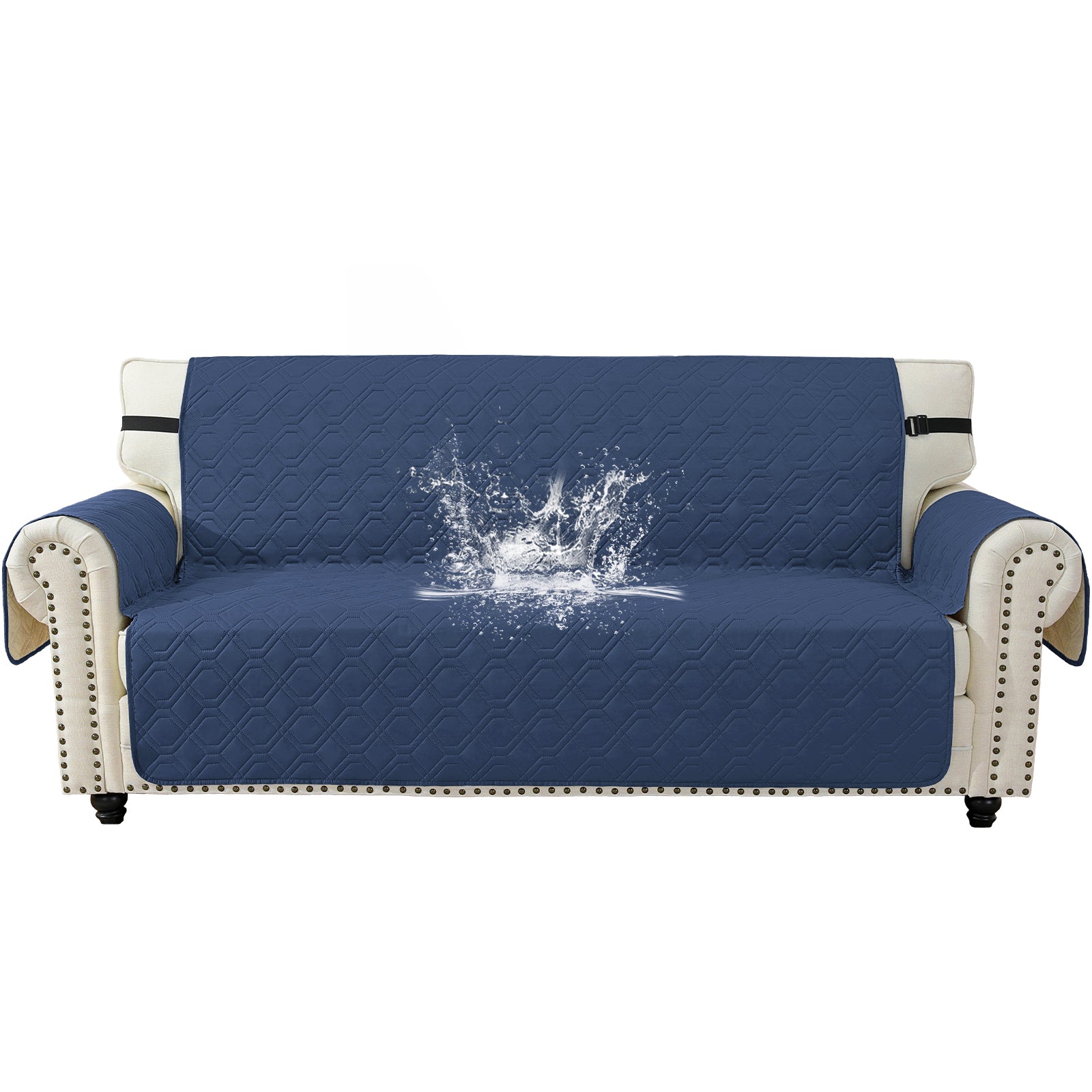 4 Seater Sofa Cover with Armrests Waterproof Anti Slip Pockets