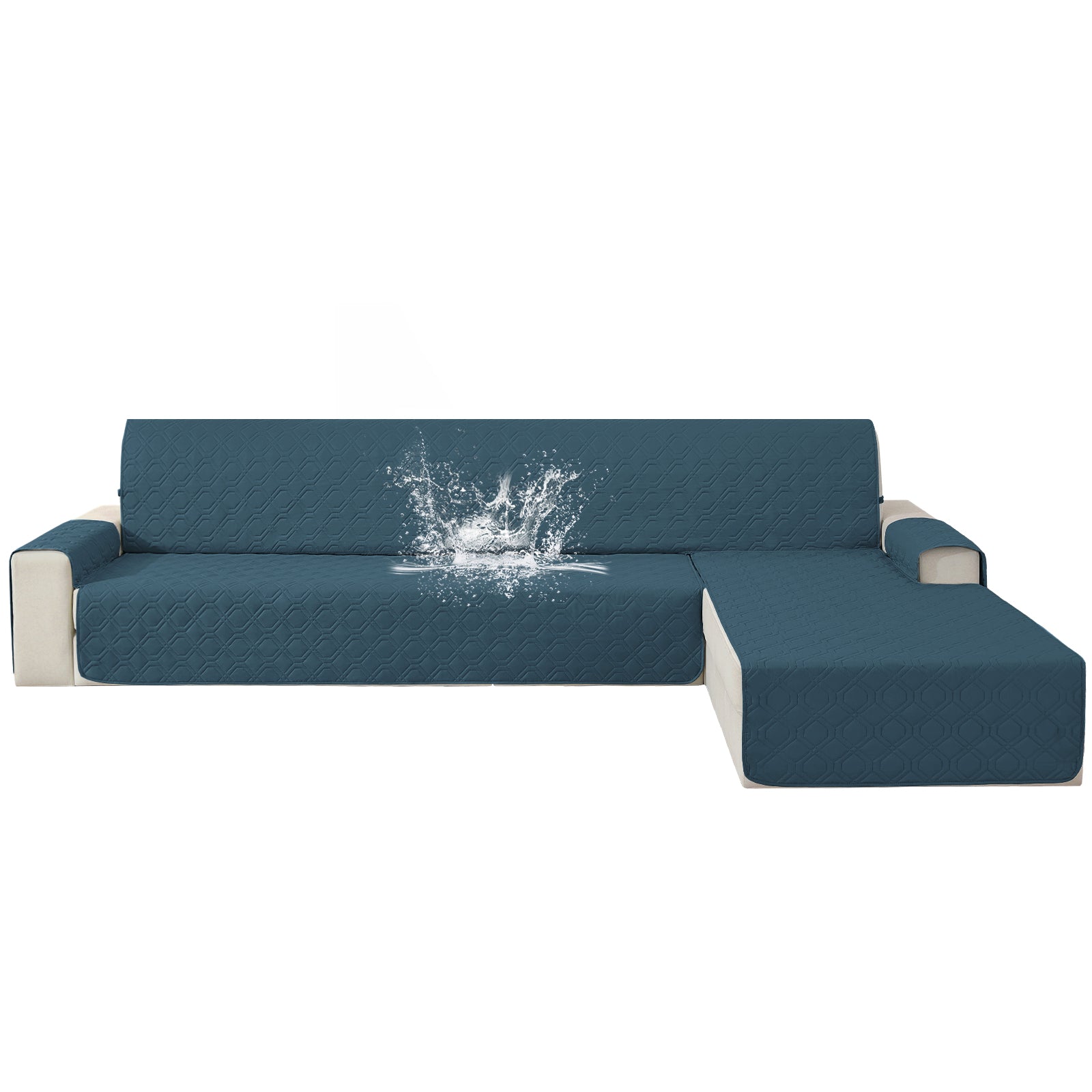 2 Seater Chaise canapé couverture imperméable Reversible antidérapant