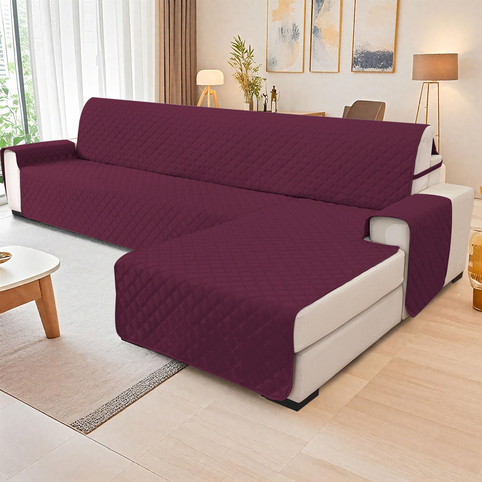 YSTYLE 100% Waterproof 2 Seater Corner Sofa Cover Reversible L Shape