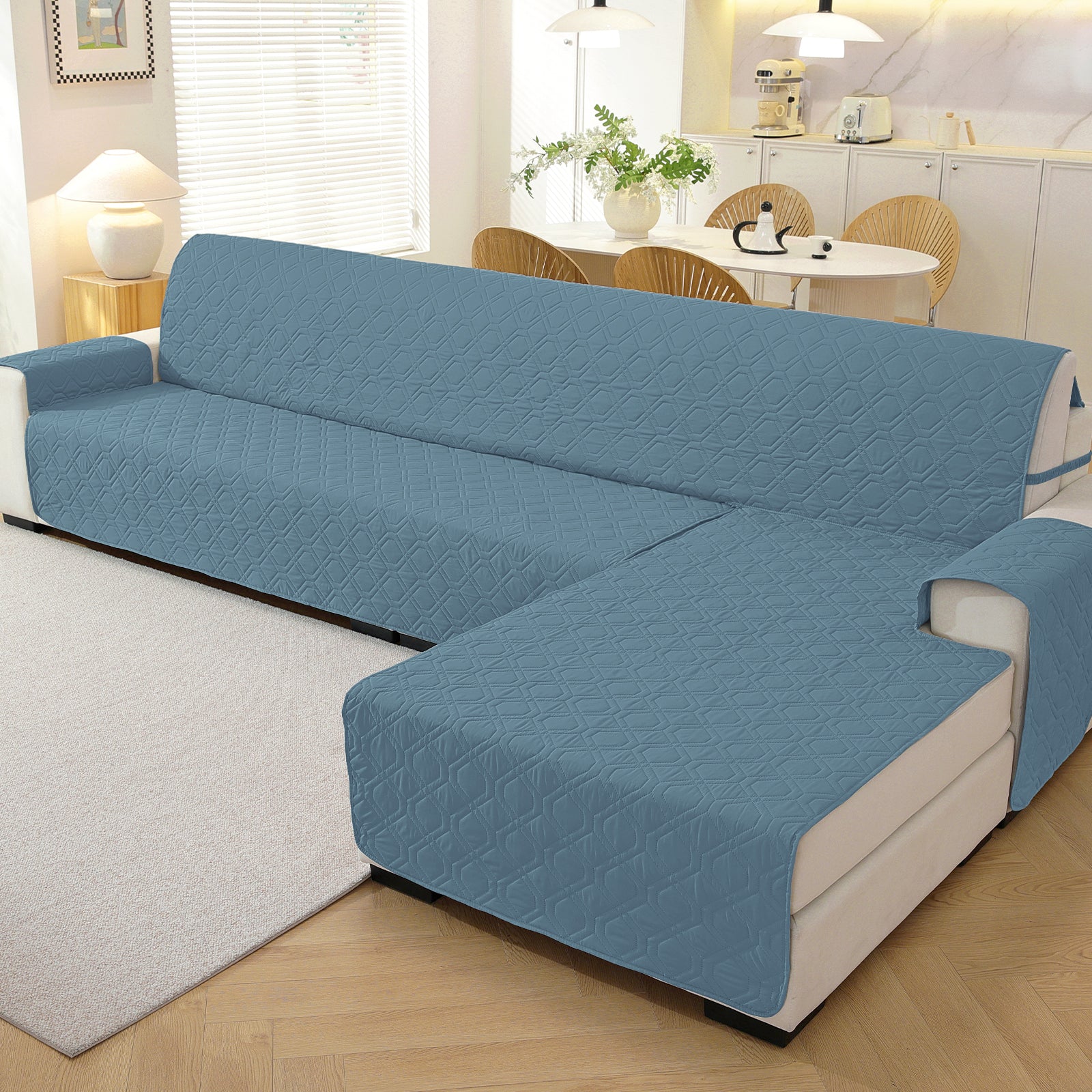 2 Seater Chaise canapé couverture imperméable Reversible antidérapant