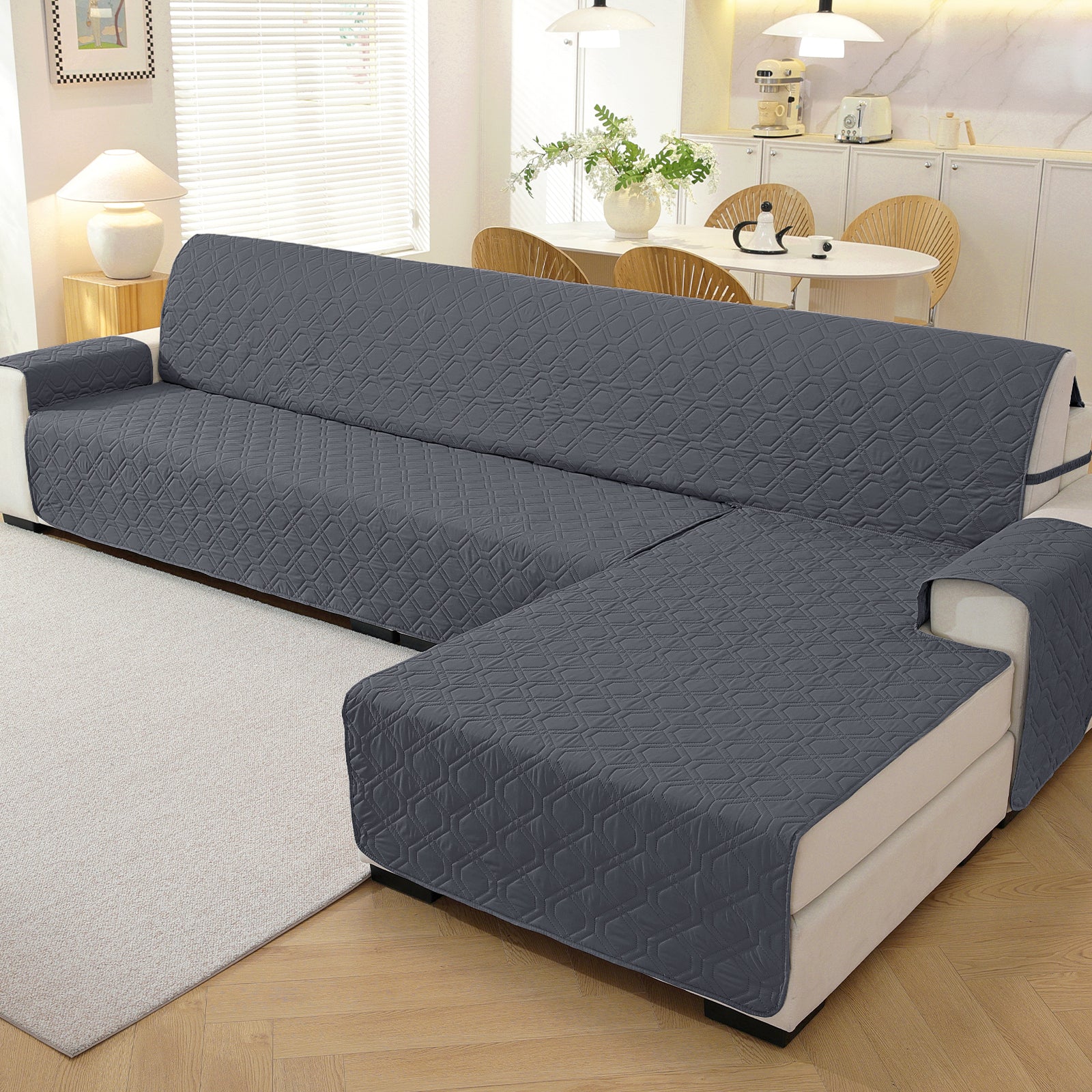 2 Seater Chaise canapé couverture imperméable Reversible antidérapant