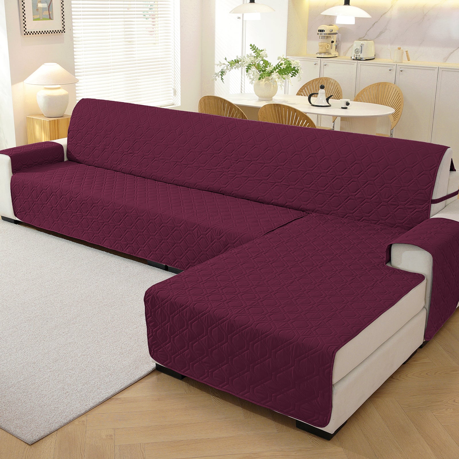 2 Seater Chaise canapé couverture imperméable Reversible antidérapant