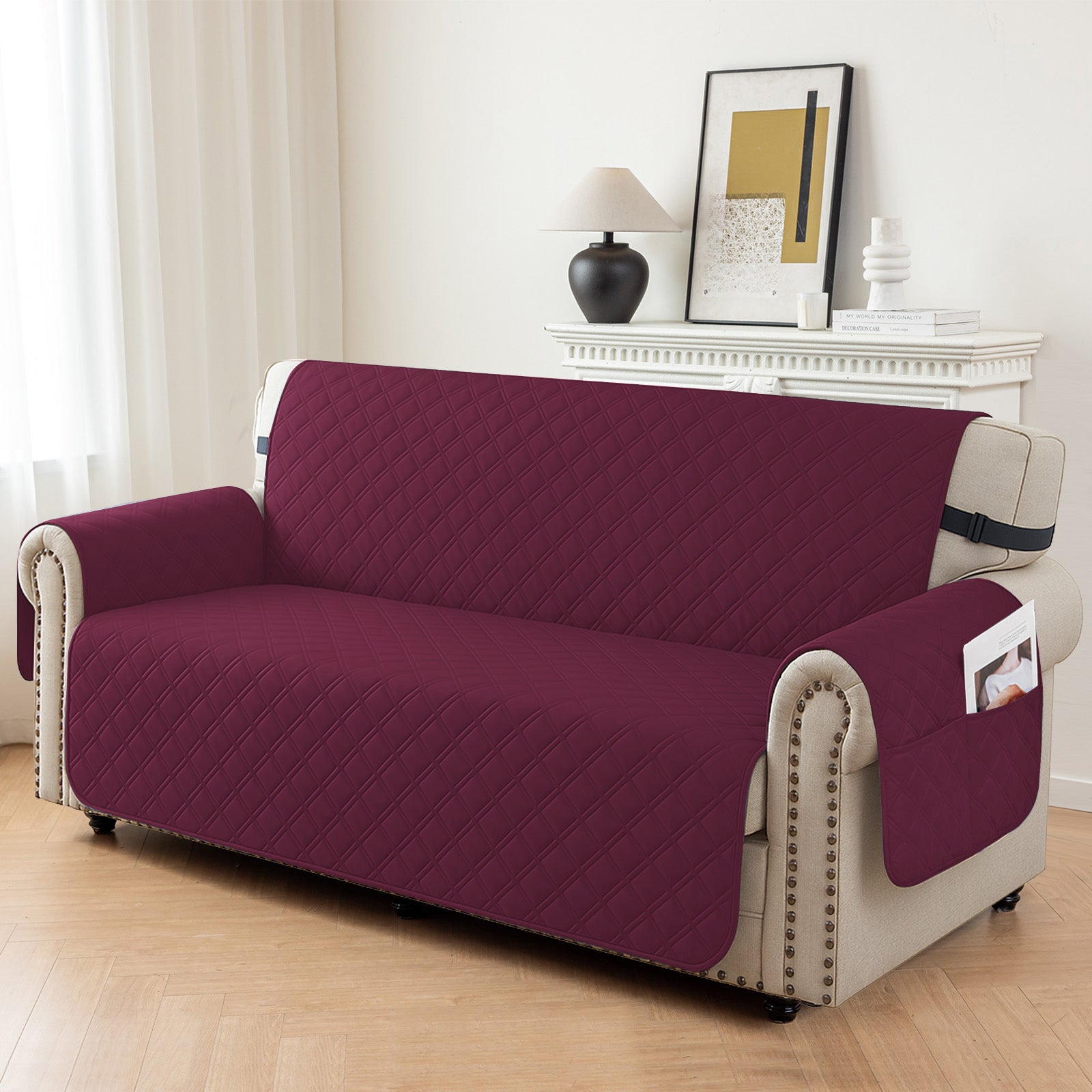 Ystyle 100% Waterproof 2 Seater Sofa Cover with Side Pockets