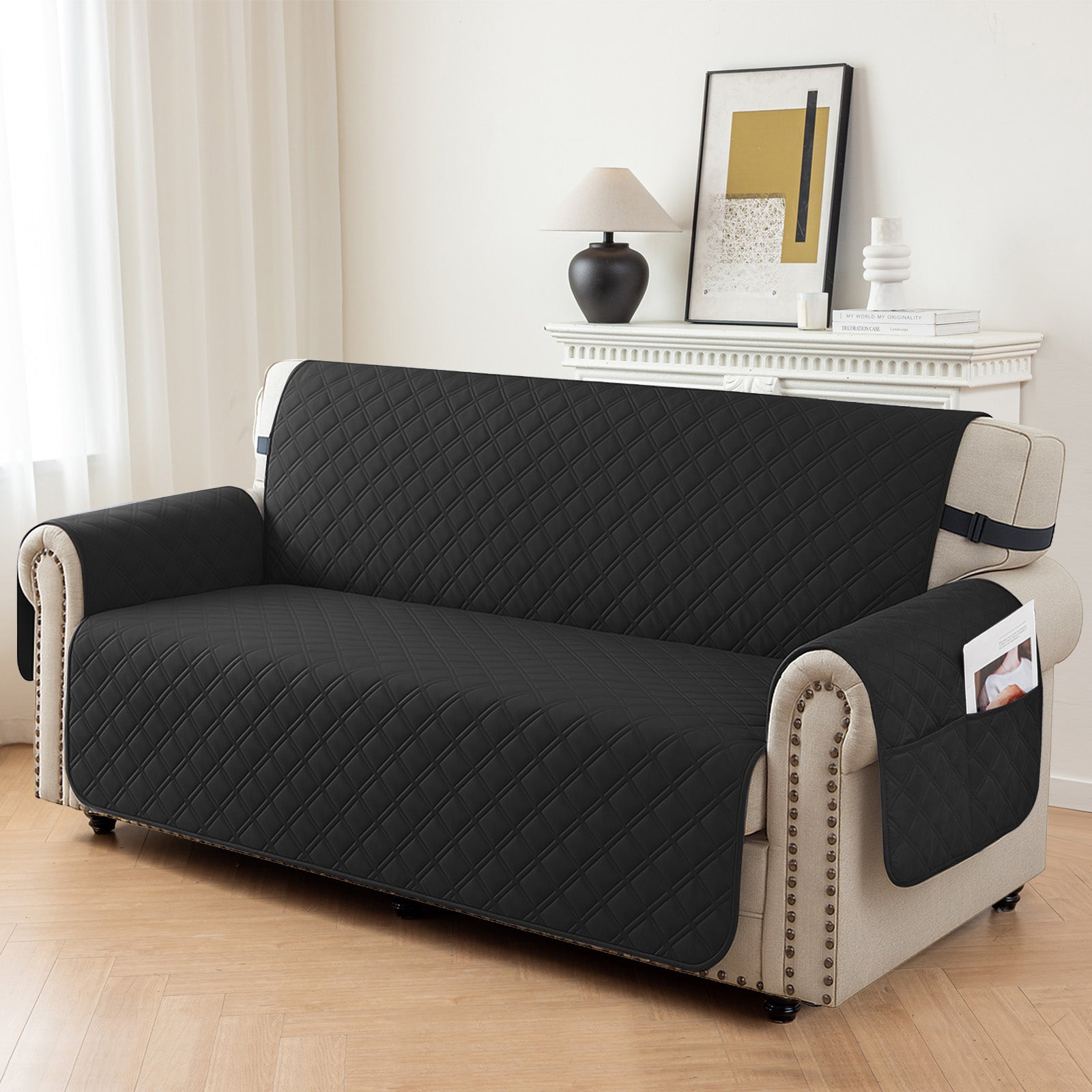 Ystyle 100% Waterproof 2 Seater Sofa Cover with Side Pockets