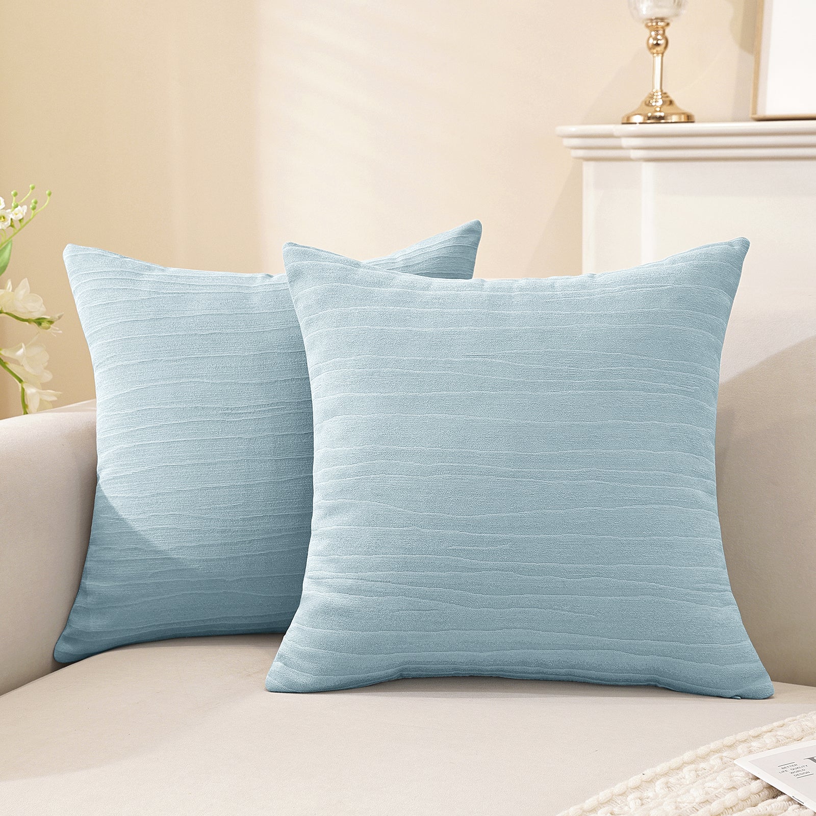 Ystyle 2 Pieces Cushion Covers Sofa 60 x 60 cm, Minimalist Colourful Cushion Cover, Invisible Zipper, Decorative Pillowcases, Sofa Living Room, Bedroom