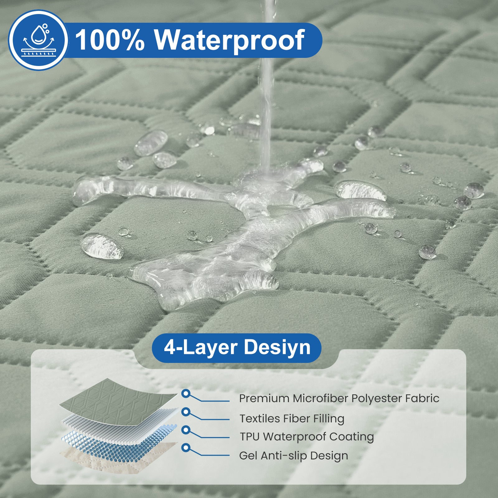 4 Seater Sofa Cover with Armrests Waterproof Anti Slip Pockets