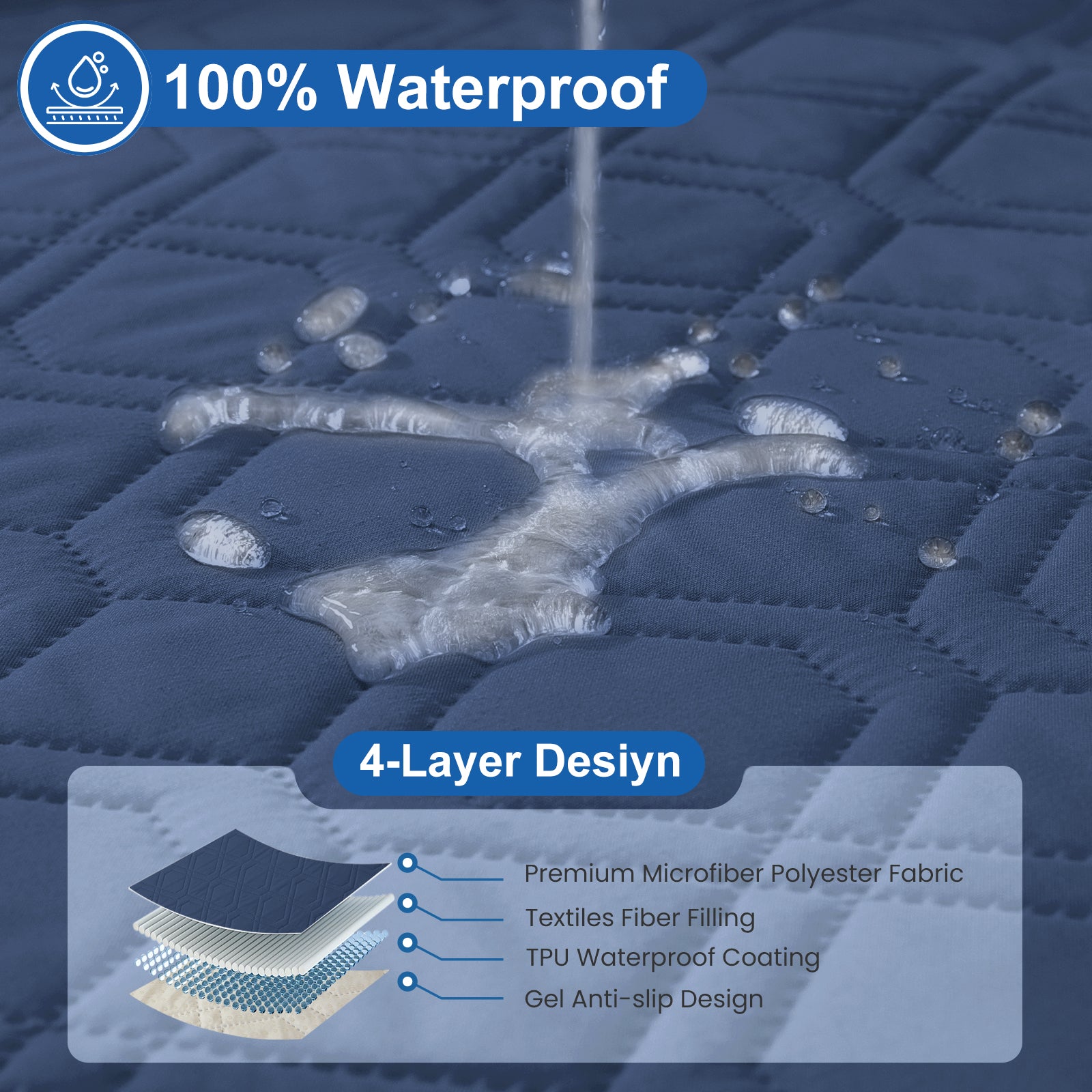 4 Seater Sofa Cover with Armrests Waterproof Anti Slip Pockets