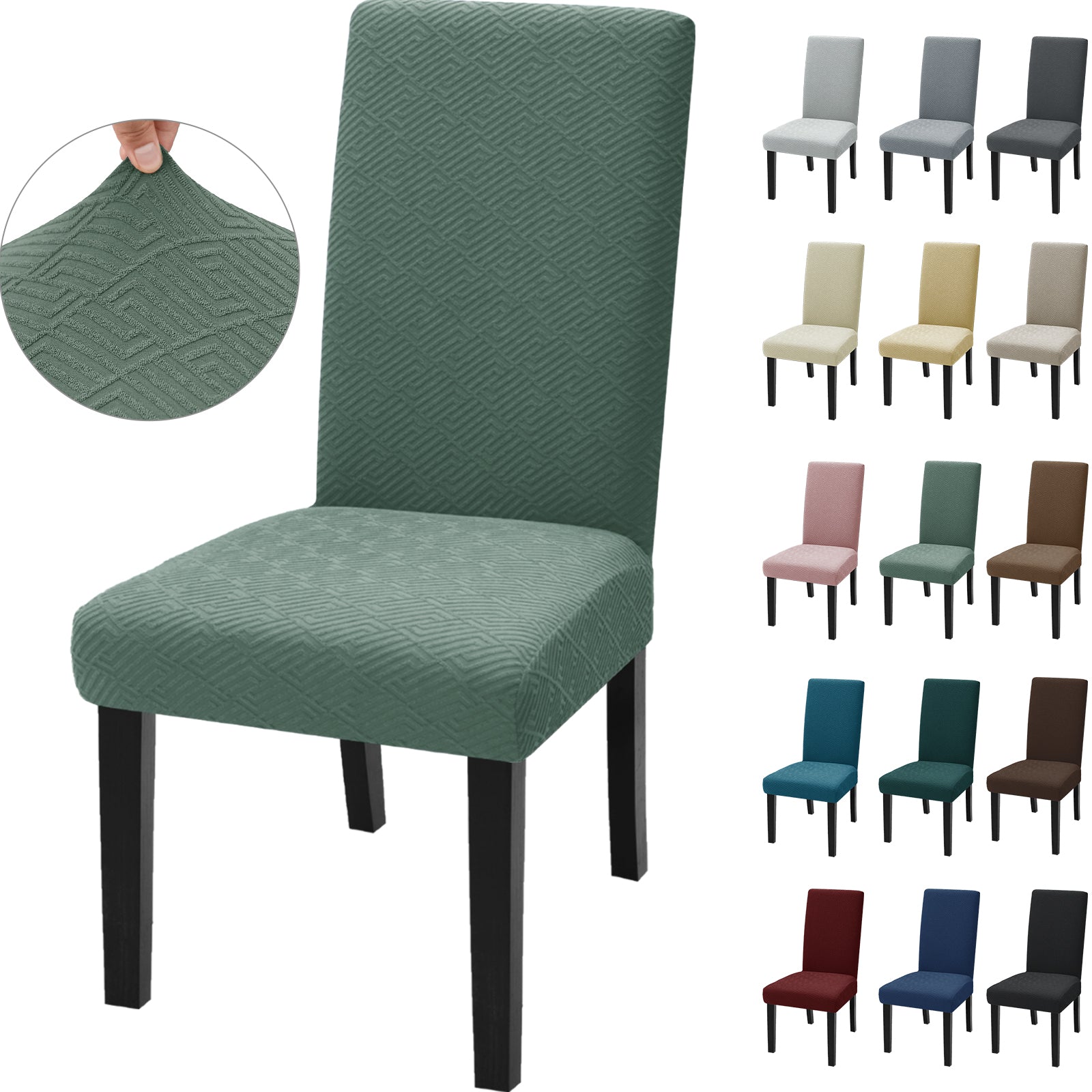 Cubiertas de Silla Estirables YSTYLE - 4 Piezas, Ajuste Universal, Anti-Rayado, Lavables, Estilo Moderno - Espalda Jacquard