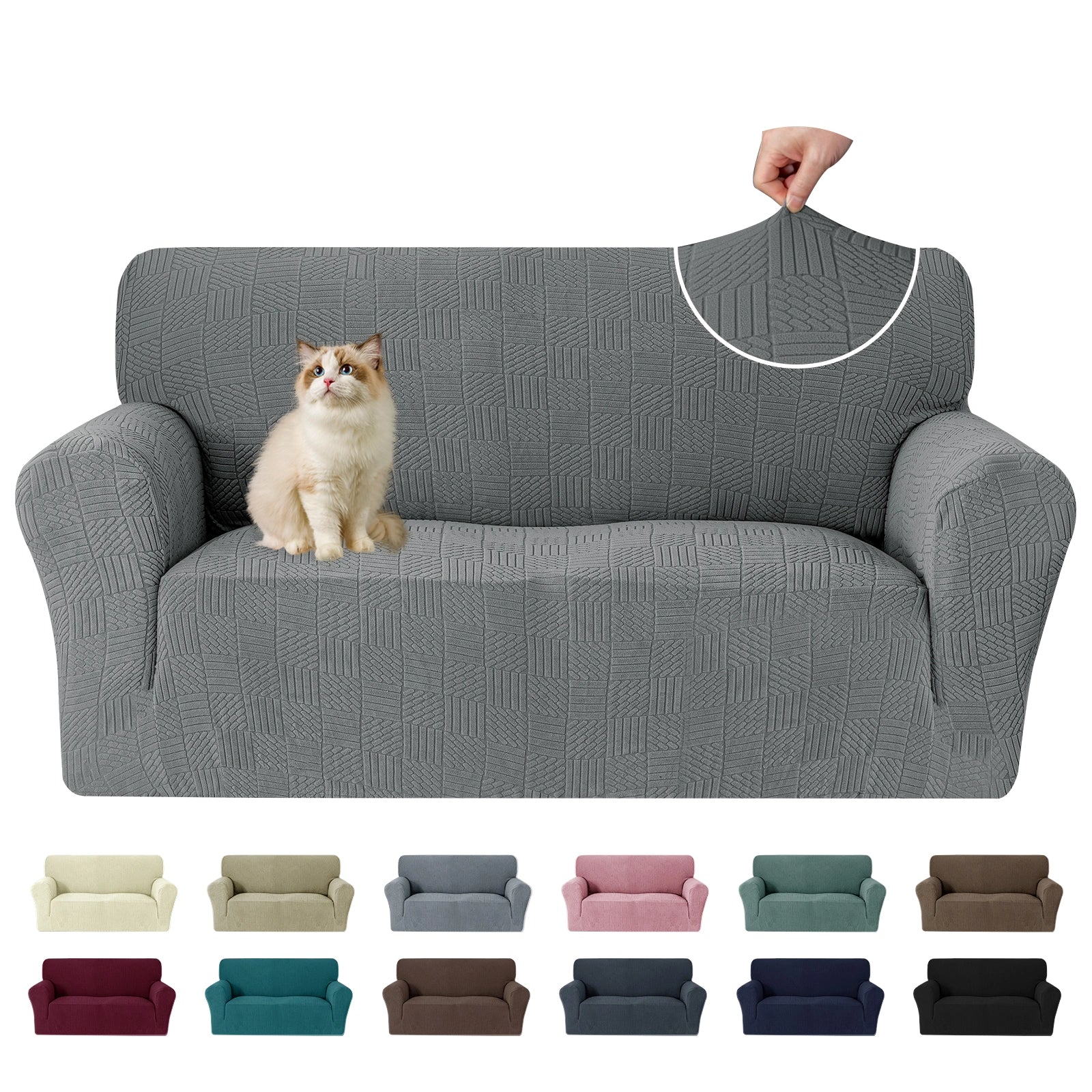 YSTYLE Cubierta de Sofá para 2 Personas – Ajuste Elástico, Antideslizante, Amigable con Mascotas, Diseño Moderno, Lavable - Cinco Líneas 