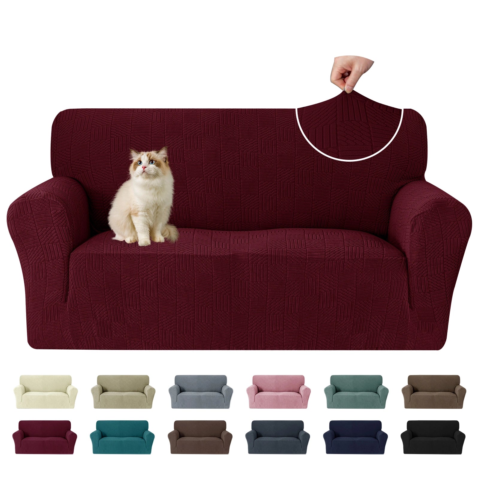 YSTYLE Cubierta de Sofá para 2 Personas – Ajuste Elástico, Antideslizante, Amigable con Mascotas, Diseño Moderno, Lavable - Cinco Líneas 