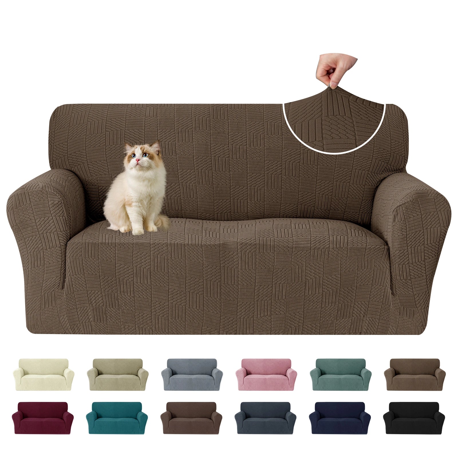 YSTYLE Cubierta de Sofá para 2 Personas – Ajuste Elástico, Antideslizante, Amigable con Mascotas, Diseño Moderno, Lavable - Cinco Líneas 