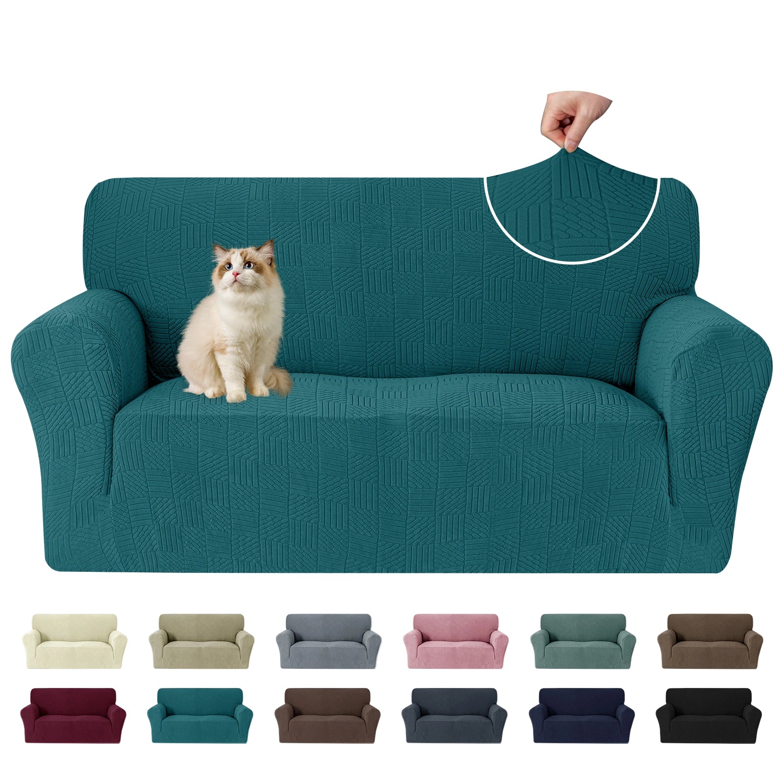 YSTYLE Cubierta de Sofá para 2 Personas – Ajuste Elástico, Antideslizante, Amigable con Mascotas, Diseño Moderno, Lavable - Cinco Líneas 