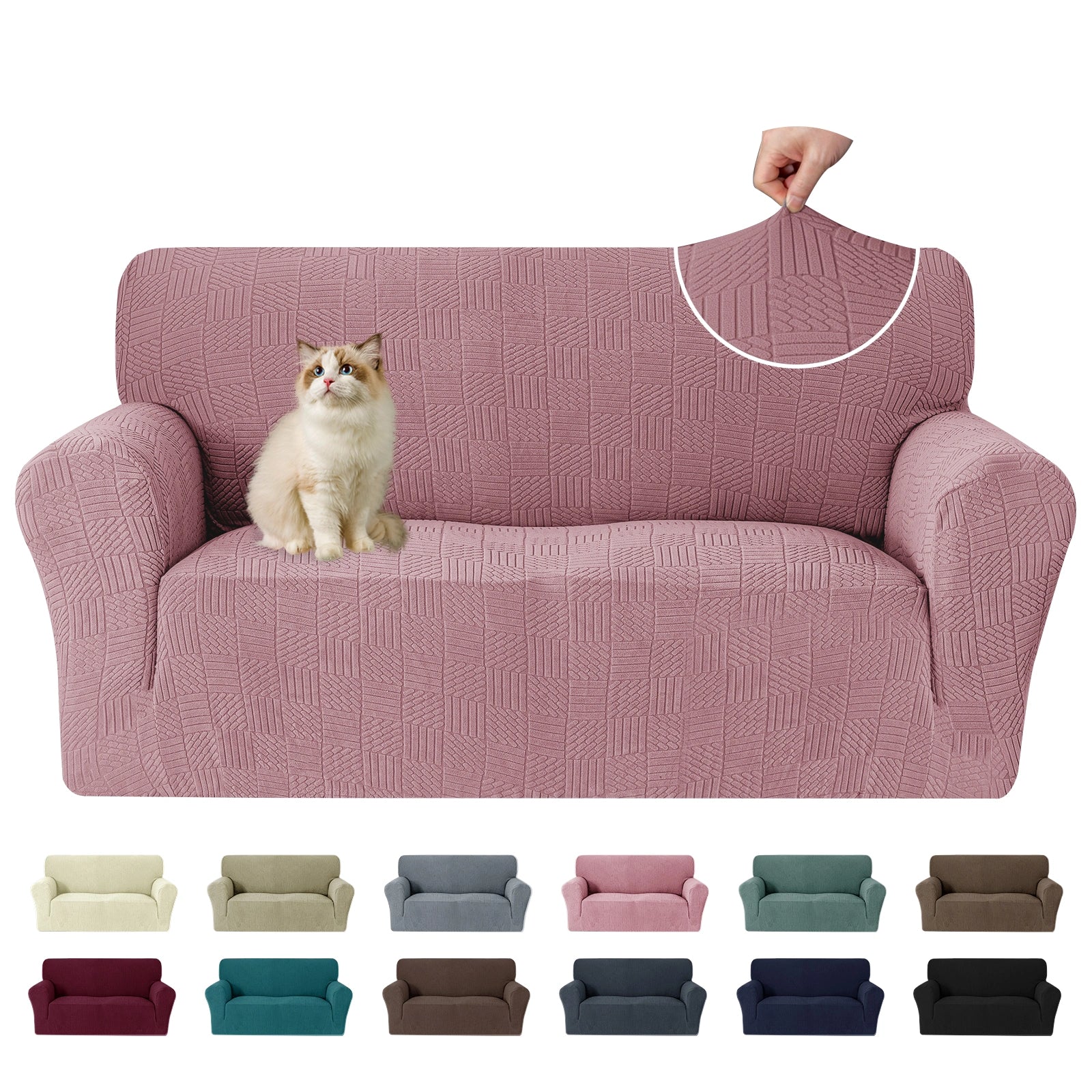 YSTYLE Cubierta de Sofá para 2 Personas – Ajuste Elástico, Antideslizante, Amigable con Mascotas, Diseño Moderno, Lavable - Cinco Líneas 