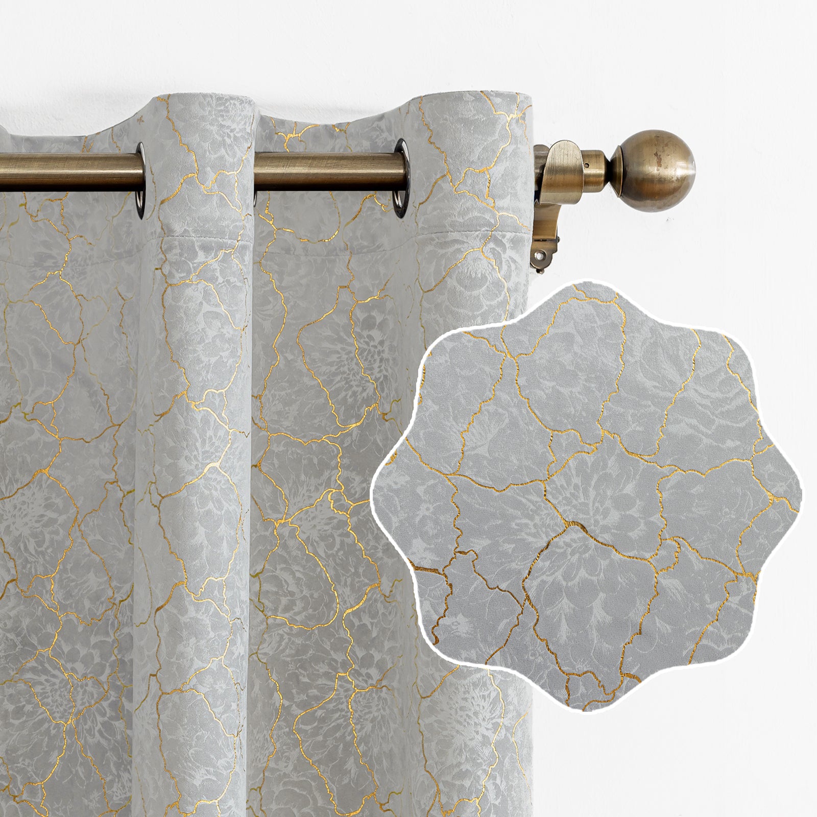 Ystyle 2 Stück Samt Verdunklungs Vorhänge 140x225 cm Gold Druck