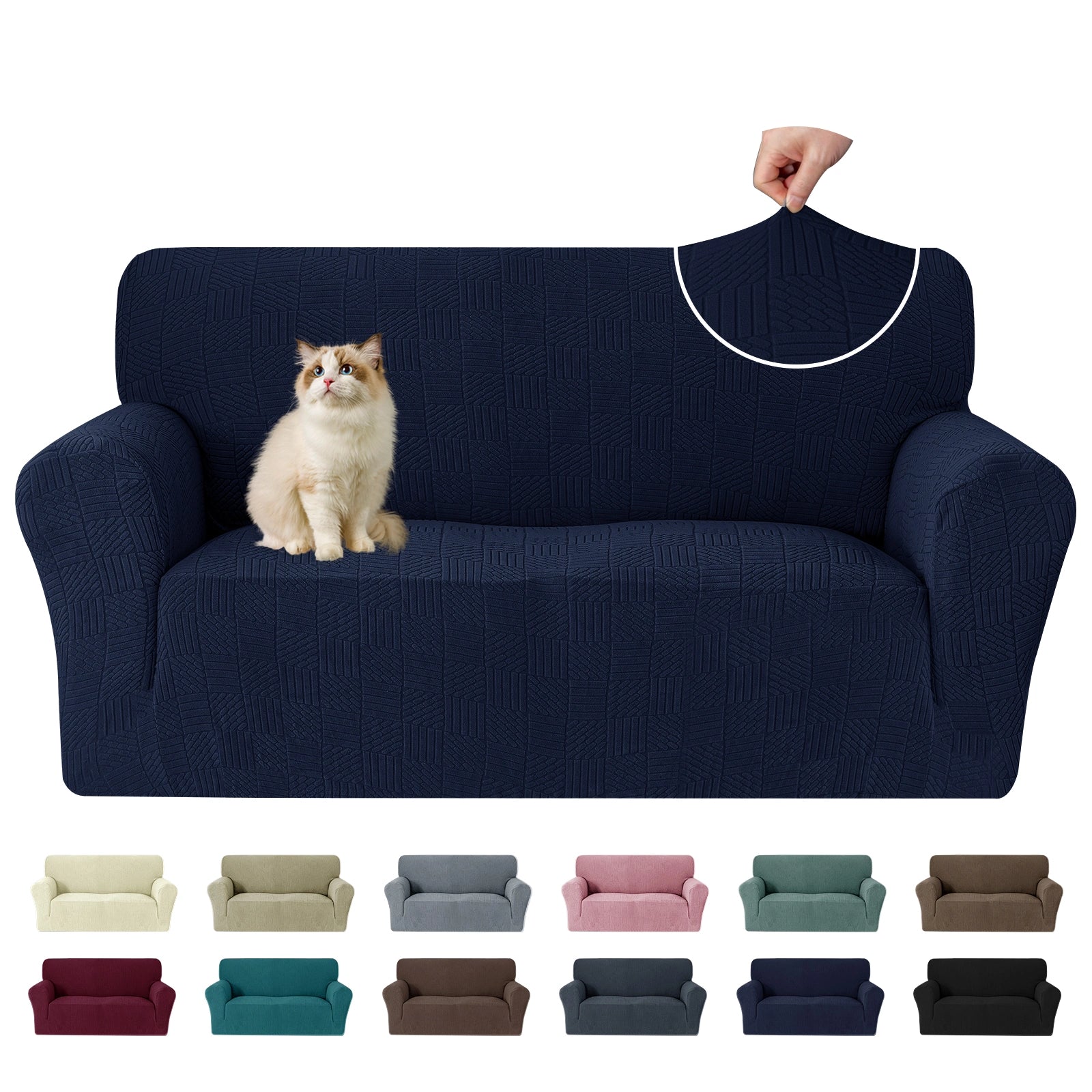 YSTYLE Cubierta de Sofá para 2 Personas – Ajuste Elástico, Antideslizante, Amigable con Mascotas, Diseño Moderno, Lavable - Cinco Líneas 