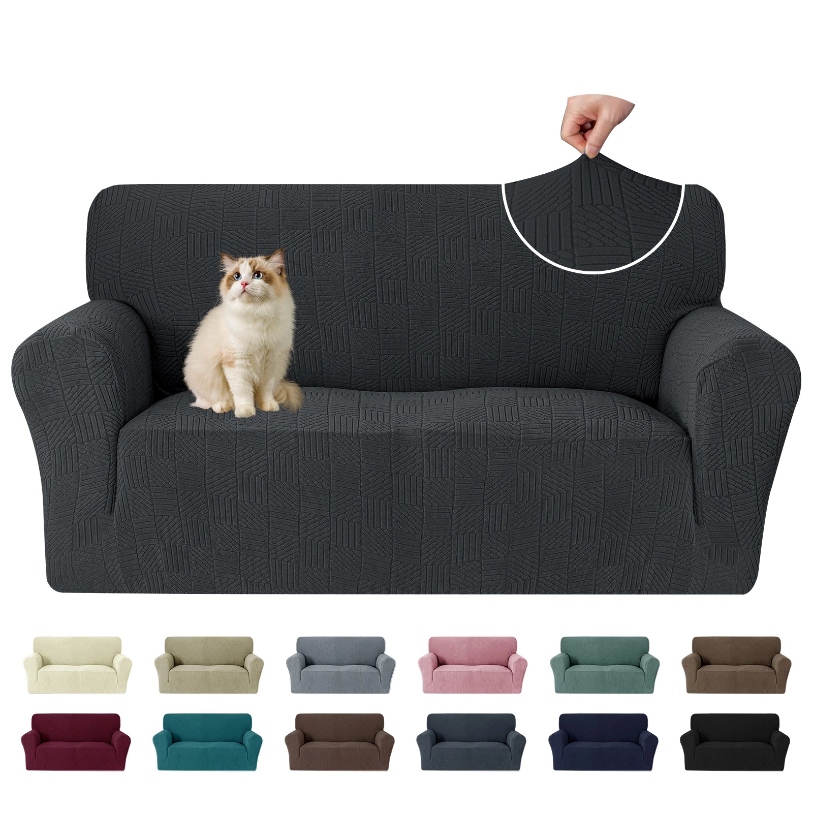 YSTYLE Cubierta de Sofá para 2 Personas – Ajuste Elástico, Antideslizante, Amigable con Mascotas, Diseño Moderno, Lavable - Cinco Líneas 