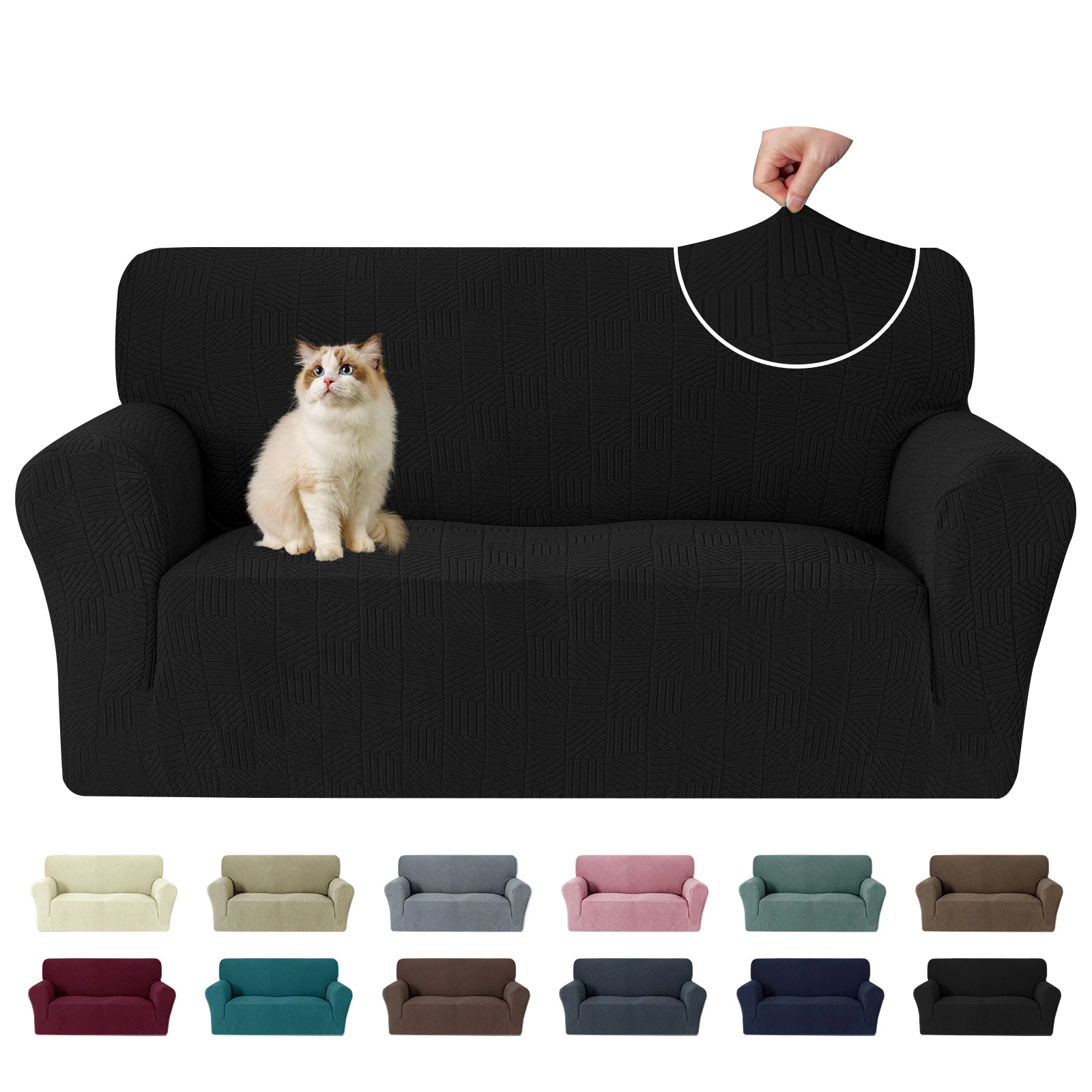YSTYLE Cubierta de Sofá para 2 Personas – Ajuste Elástico, Antideslizante, Amigable con Mascotas, Diseño Moderno, Lavable - Cinco Líneas 