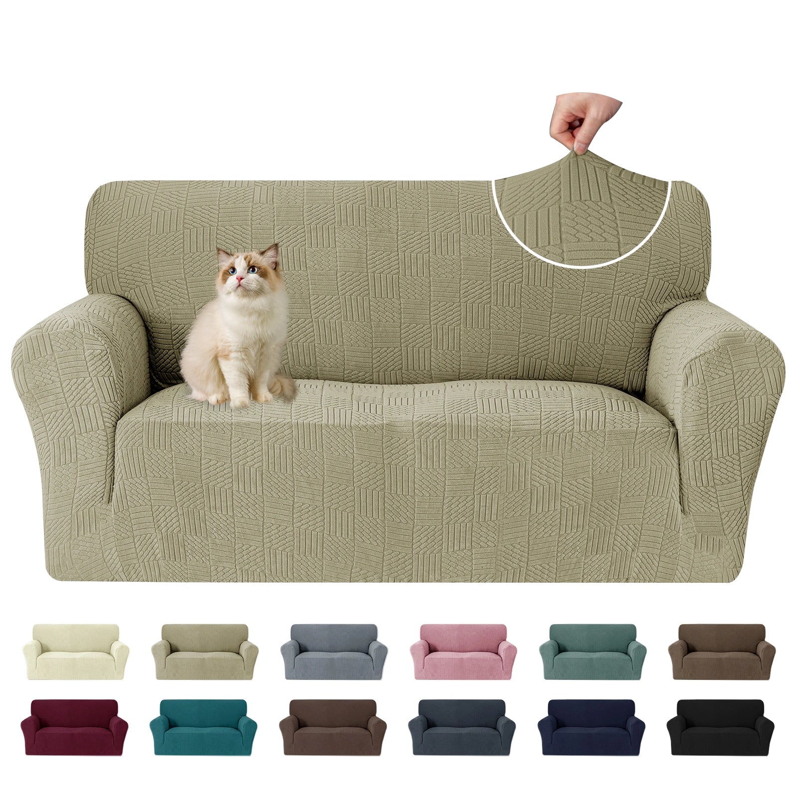 YSTYLE Cubierta de Sofá para 2 Personas – Ajuste Elástico, Antideslizante, Amigable con Mascotas, Diseño Moderno, Lavable - Cinco Líneas 