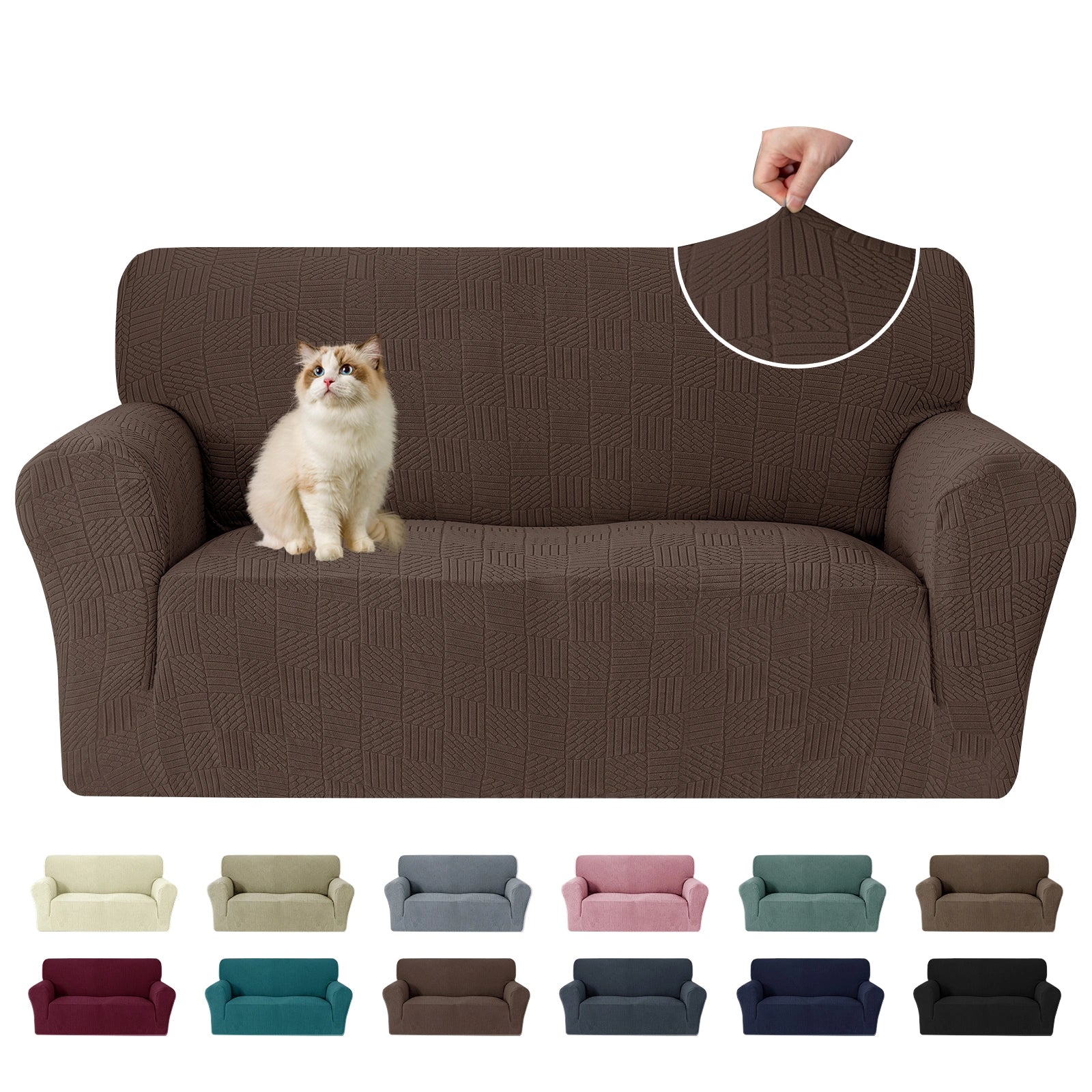 YSTYLE Cubierta de Sofá para 2 Personas – Ajuste Elástico, Antideslizante, Amigable con Mascotas, Diseño Moderno, Lavable - Cinco Líneas 